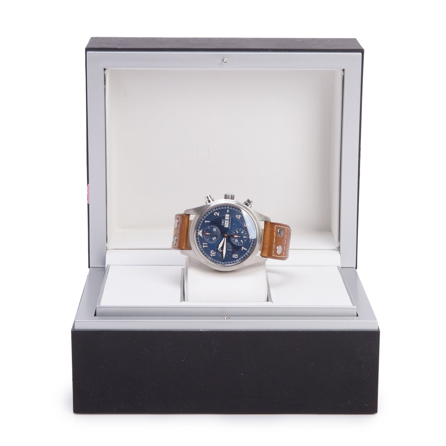 IWC Limited Edition Stainless Steel Pilot Laureus Spitfire 42 MM Automatic Chronograph Watch Blue Dial IW371712 w/ Box