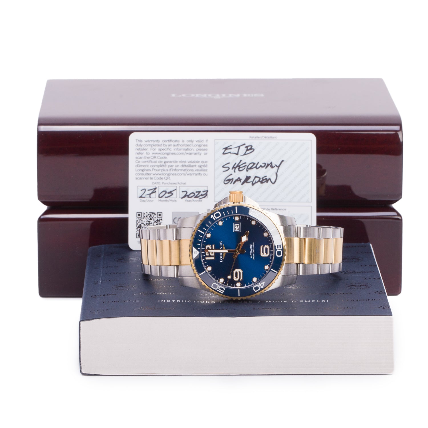 Longines 2023 Gold-Plated & Stainless Steel HydroConquest 41 MM Automatic Watch Blue Dial w/ Box & Papers