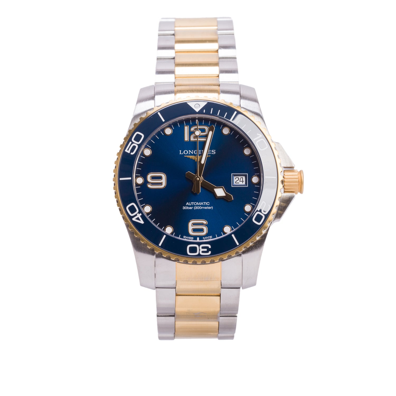 Longines 2023 Gold-Plated & Stainless Steel HydroConquest 41 MM Automatic Watch Blue Dial w/ Box & Papers