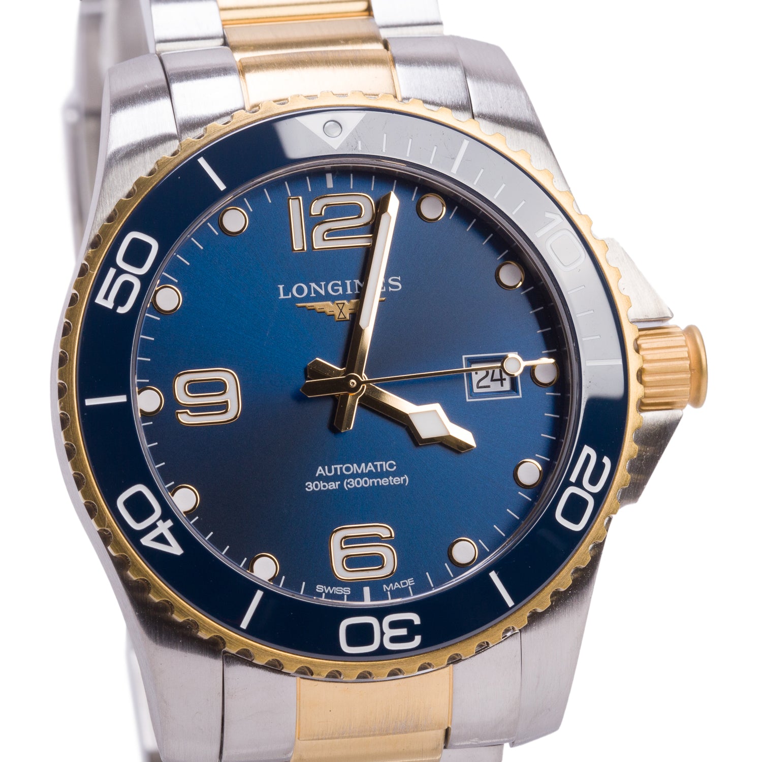 Longines 2023 Gold-Plated & Stainless Steel HydroConquest 41 MM Automatic Watch Blue Dial w/ Box & Papers