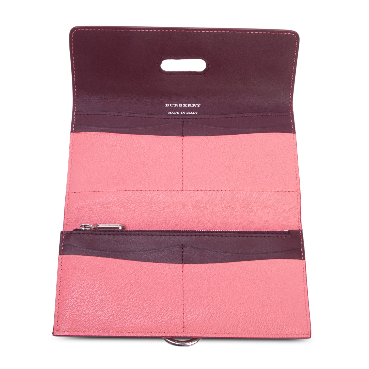 Burberry Pink Calfskin D-Ring Continental Wallet