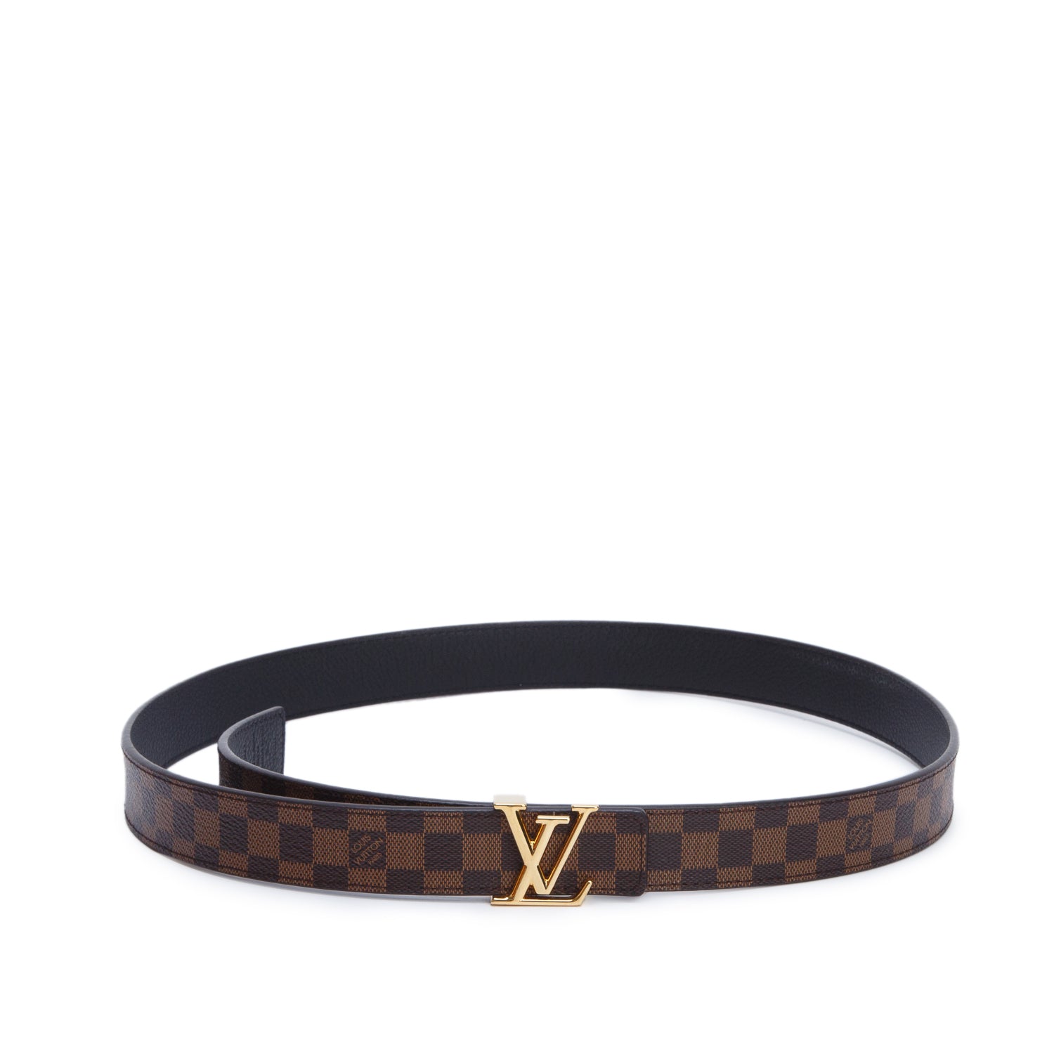Louis Vuitton 2023 Damier Ebene Black Calfskin Reversible 25mm LV Iconic Belt 85 34 w/ Box & Receipt