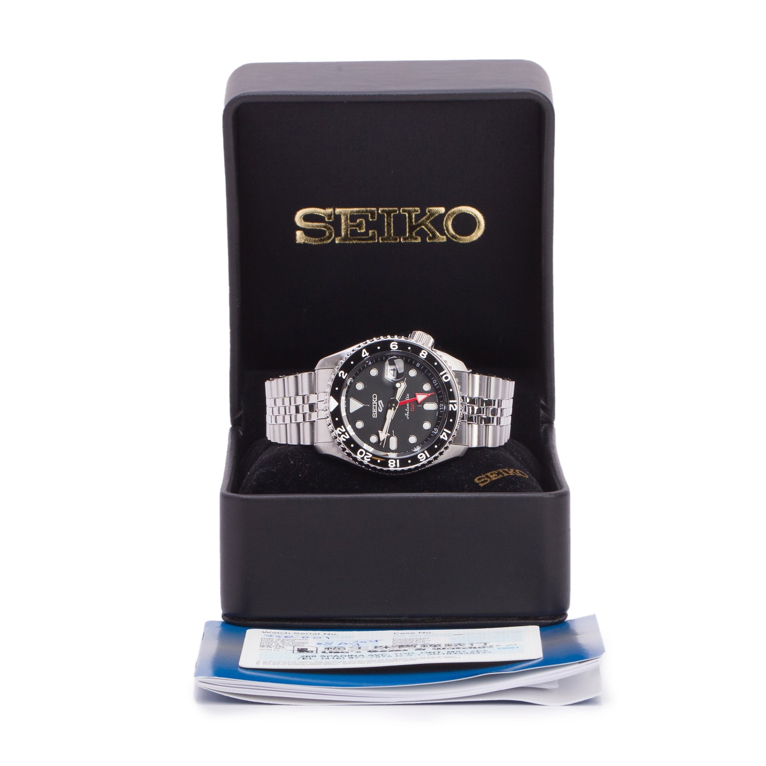 Seiko 2026 Stainless Steel Seiko 2025 5 Sports Series 42 MM Automatic GMT Watch Black Dial SSK001 w/ Box & Papers