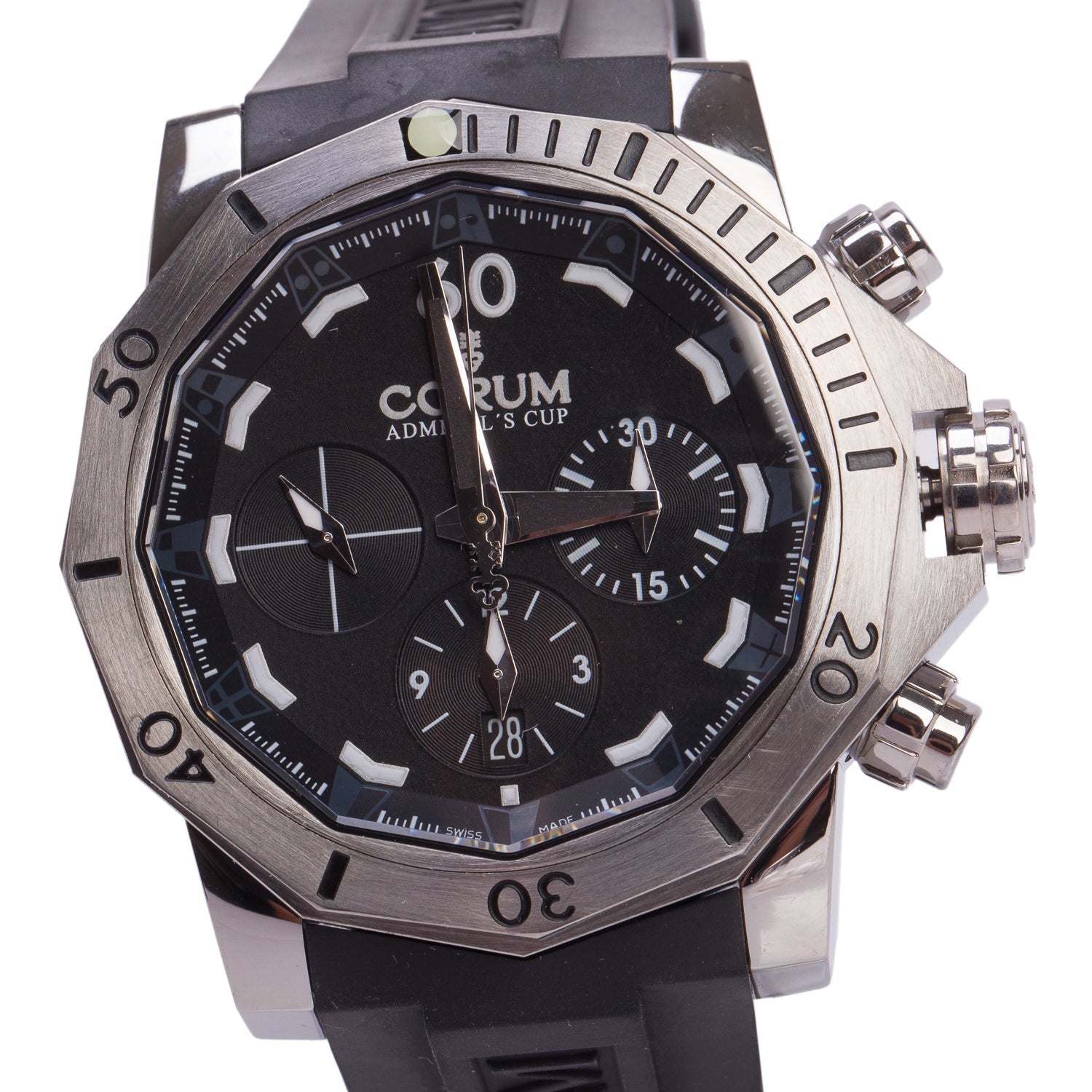 Corum Titanium Admiral's Cup Seafender 46 MM Automatic Chronograph Watch Black Dial w/ Box & Papers