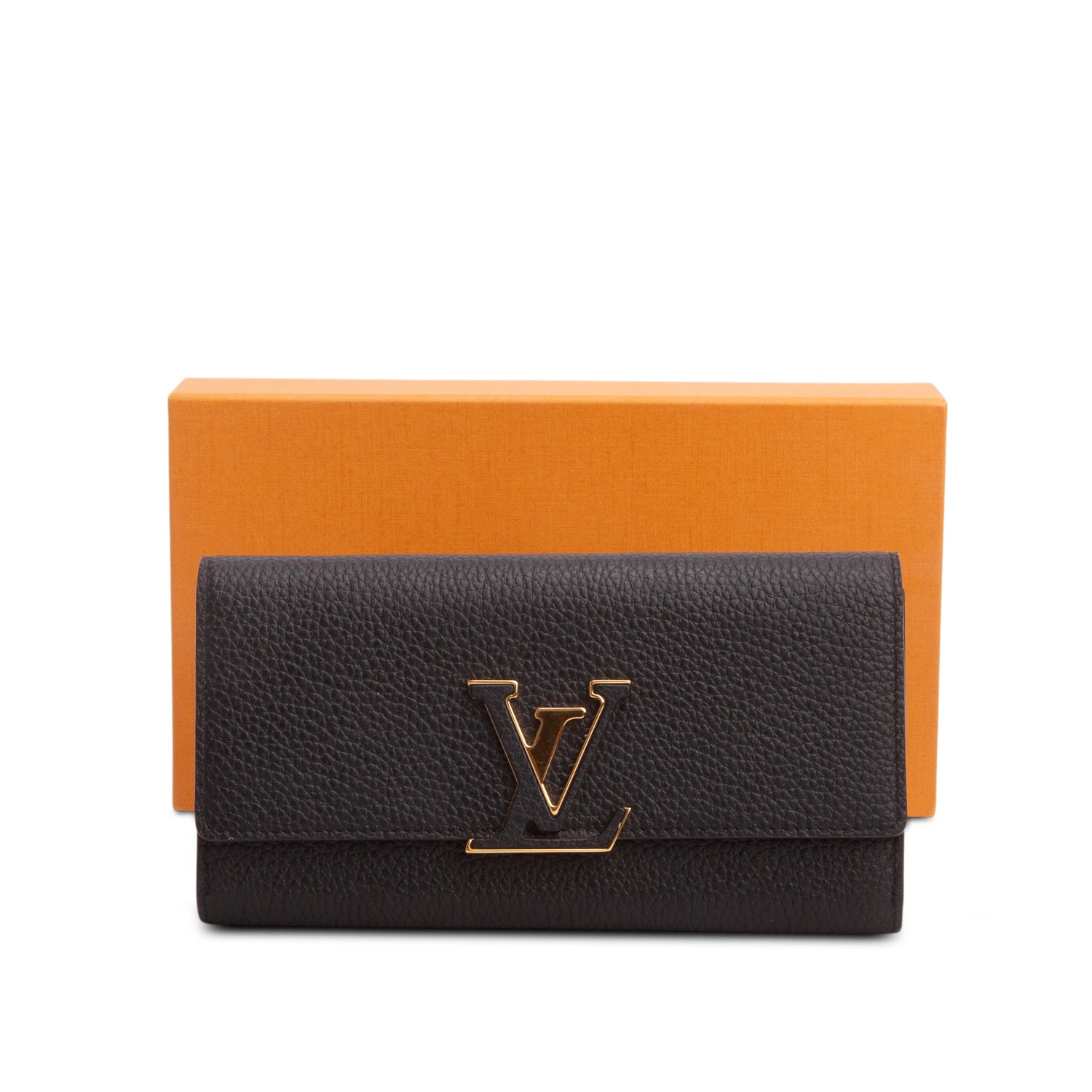 Louis Vuitton Black Taurillon Capucines Wallet w/ Box