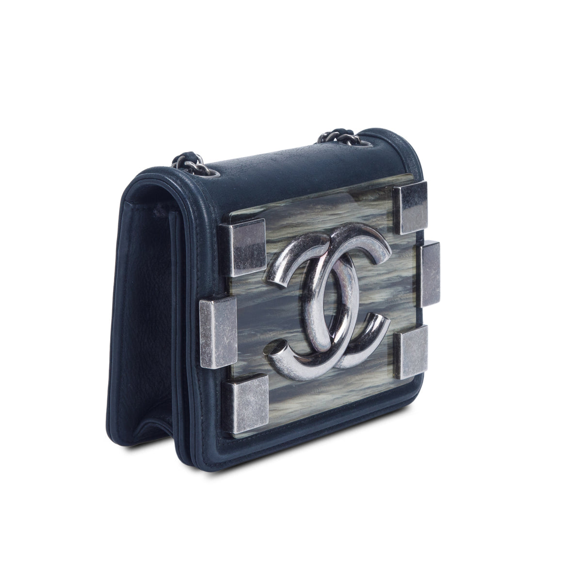 Chanel Black Plexiglass Lambskin Mini Boy Brick Flap