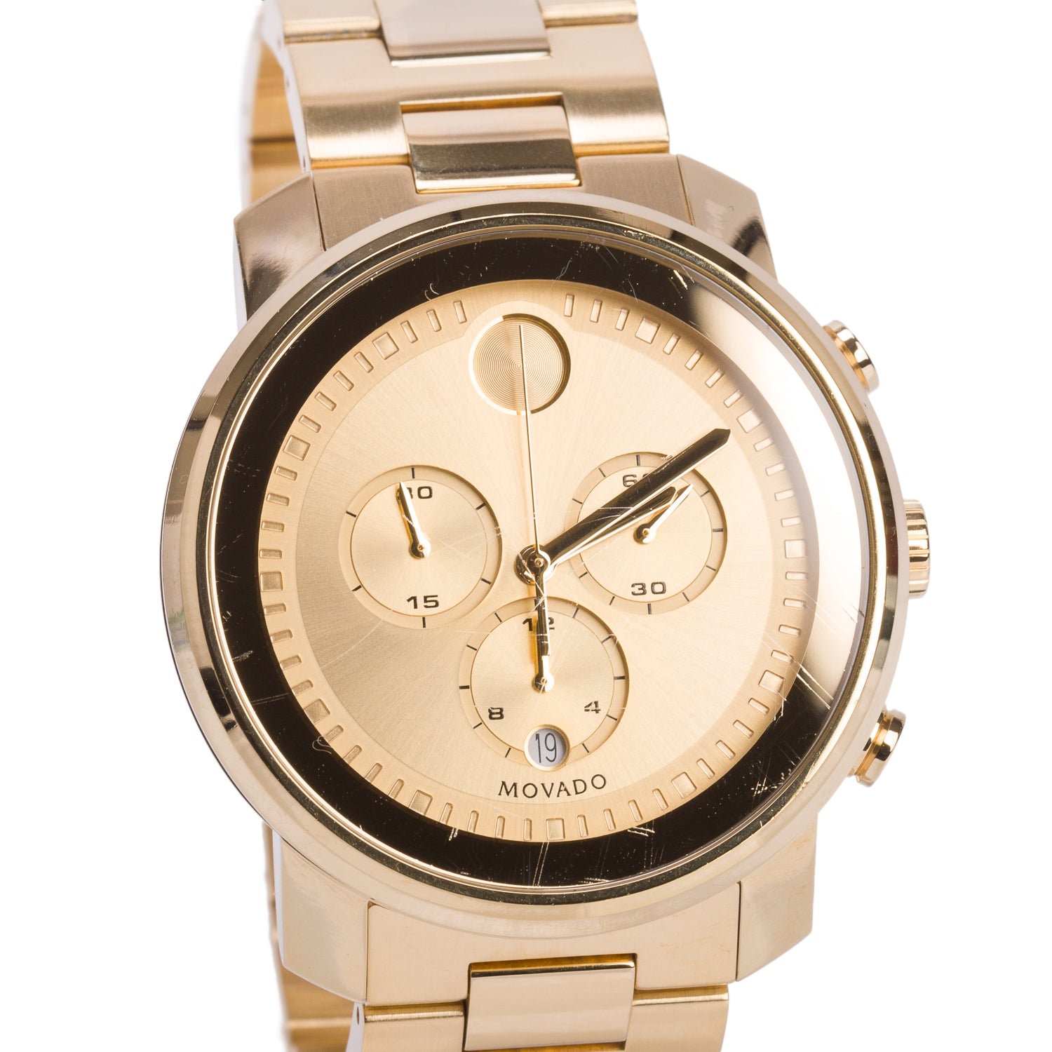 Movado Yellow Gold Plated Stainless Steel Bold Evolution 44 MM Chronograph Quartz Watch