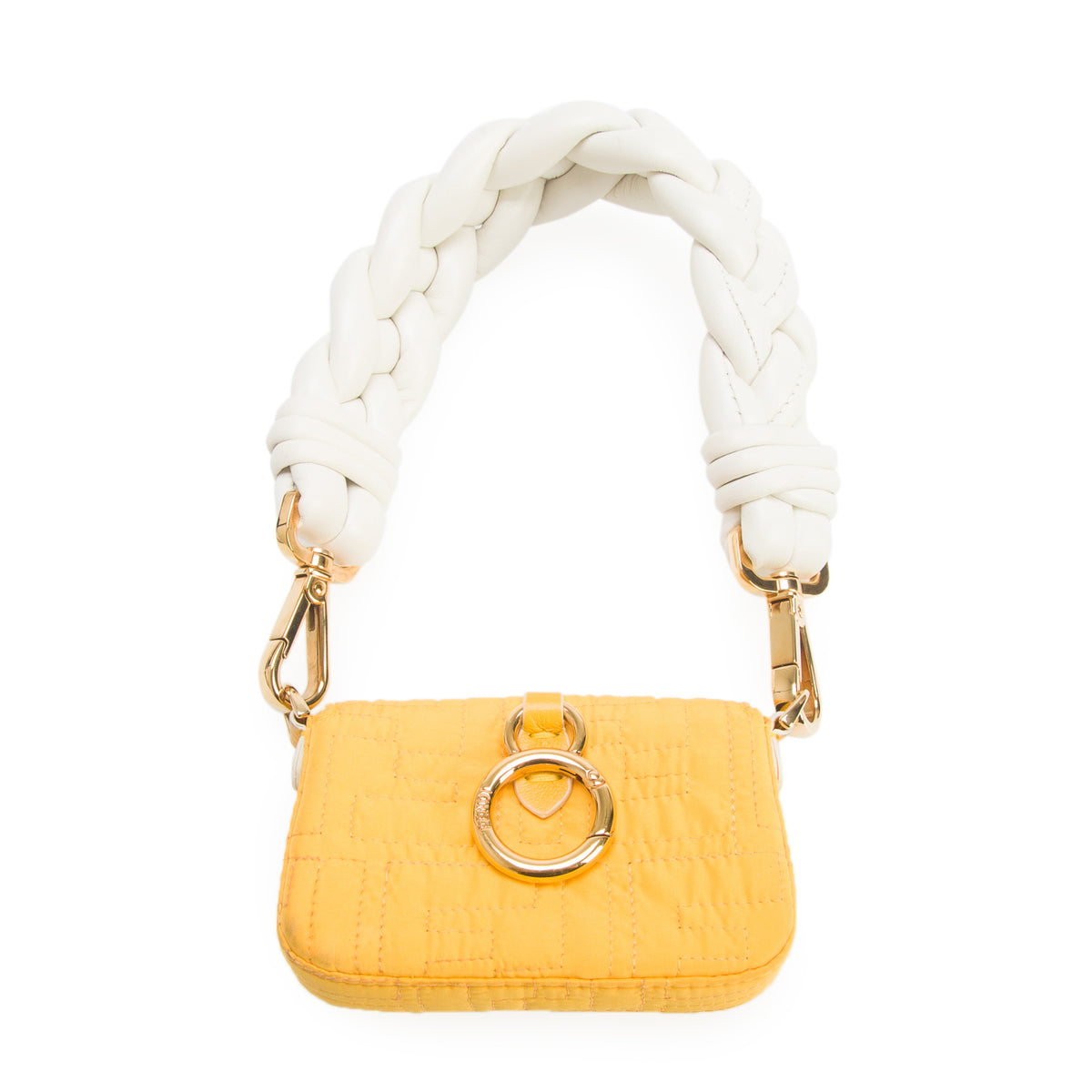 Fendi Yellow Nylon Nano Tube Maxi Handle Charm w/ Straps