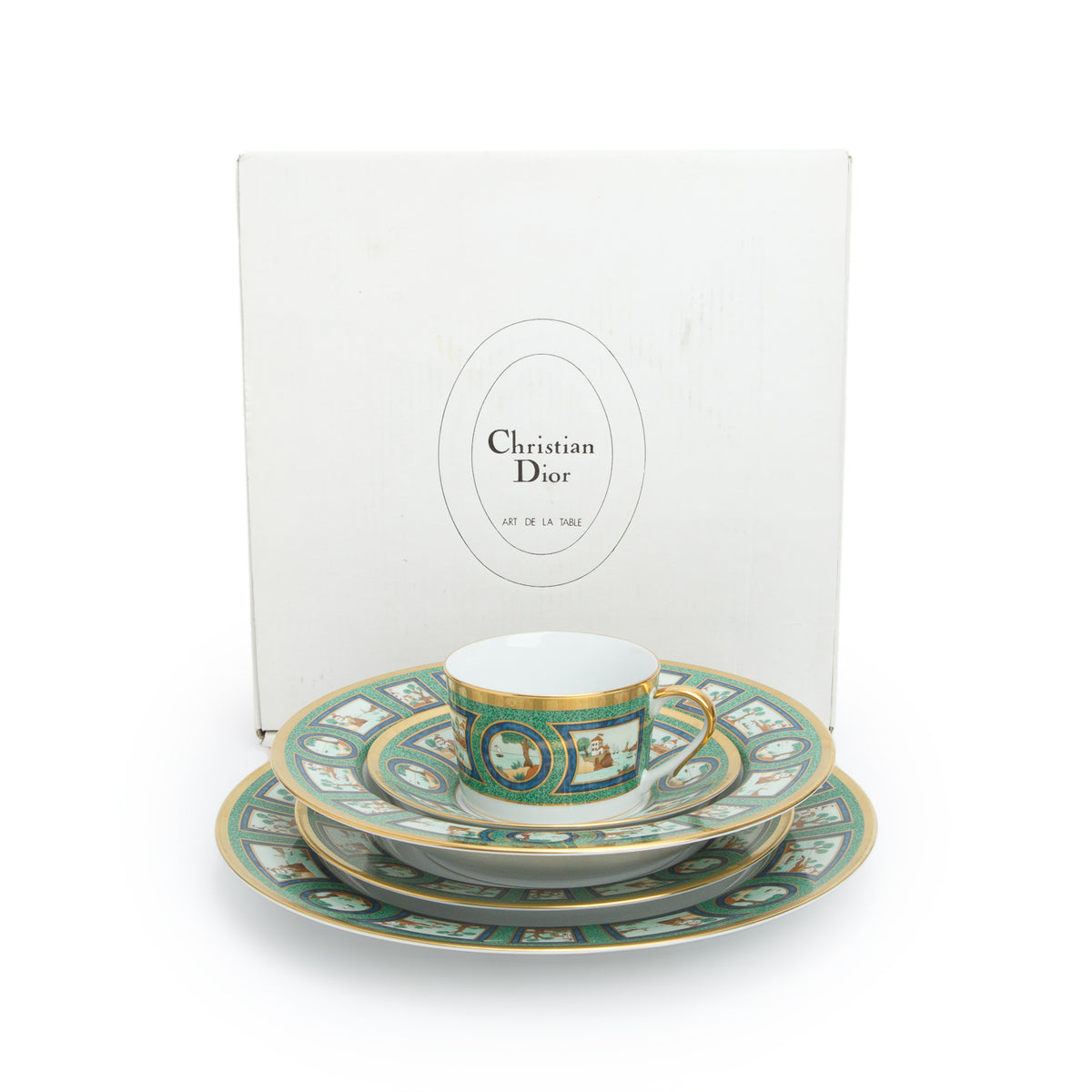 Christian Dior Multicolor Beau Rivage Porcelain 5 Piece Place Setting w/ Box