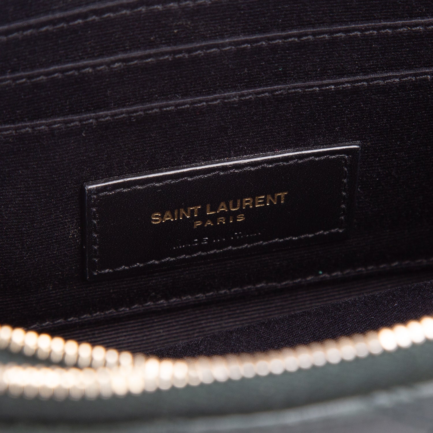 Saint Laurent 2020 Green Grained Lambskin Quilted Mini Becky Double Zip Bag w/ Box
