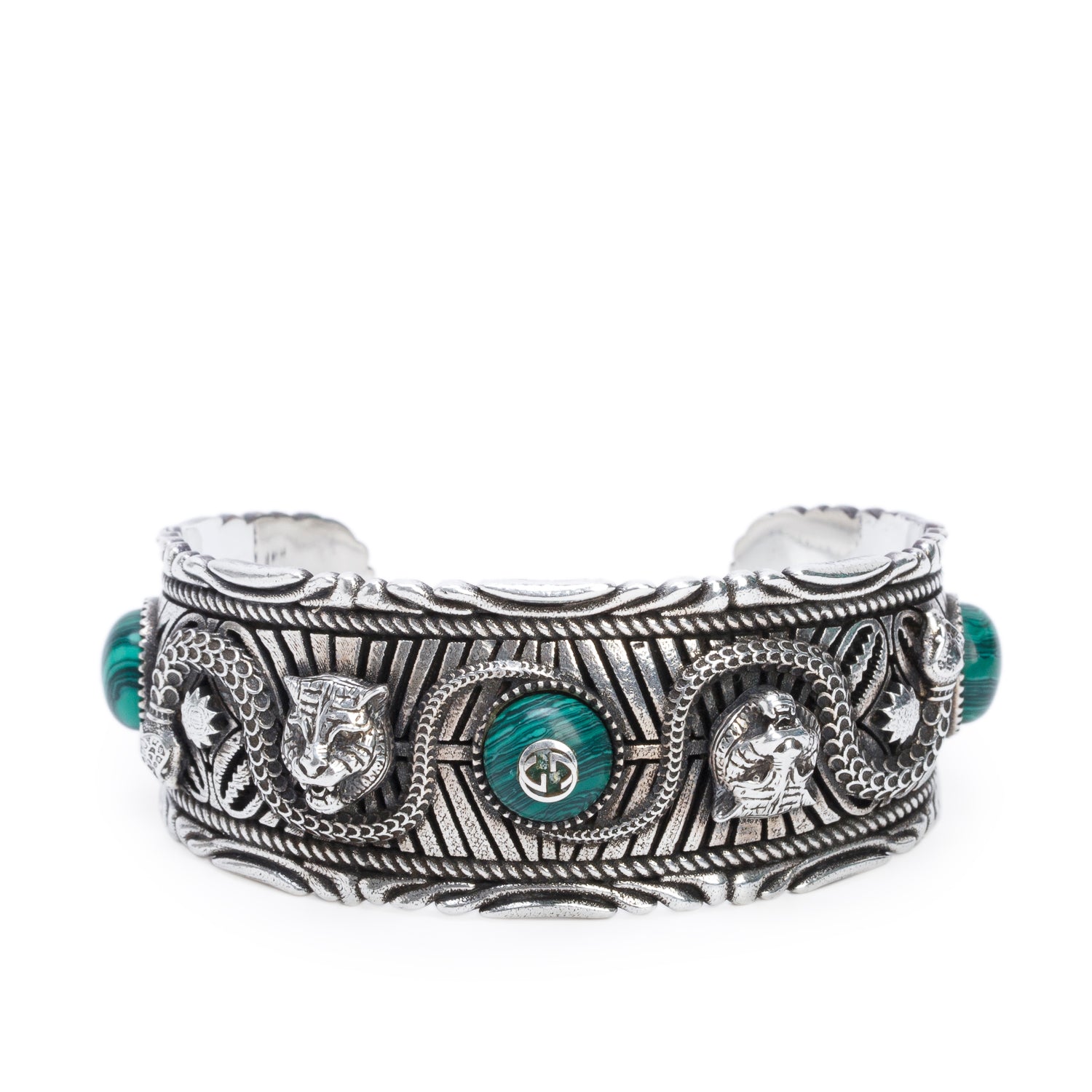 Gucci Sterling Silver Garden Feline Cuff Bracelet w/ Box