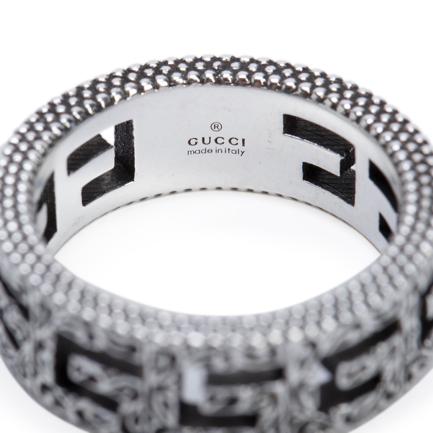 Gucci Sterling Silver G Cube Band Ring, Size 10 5
