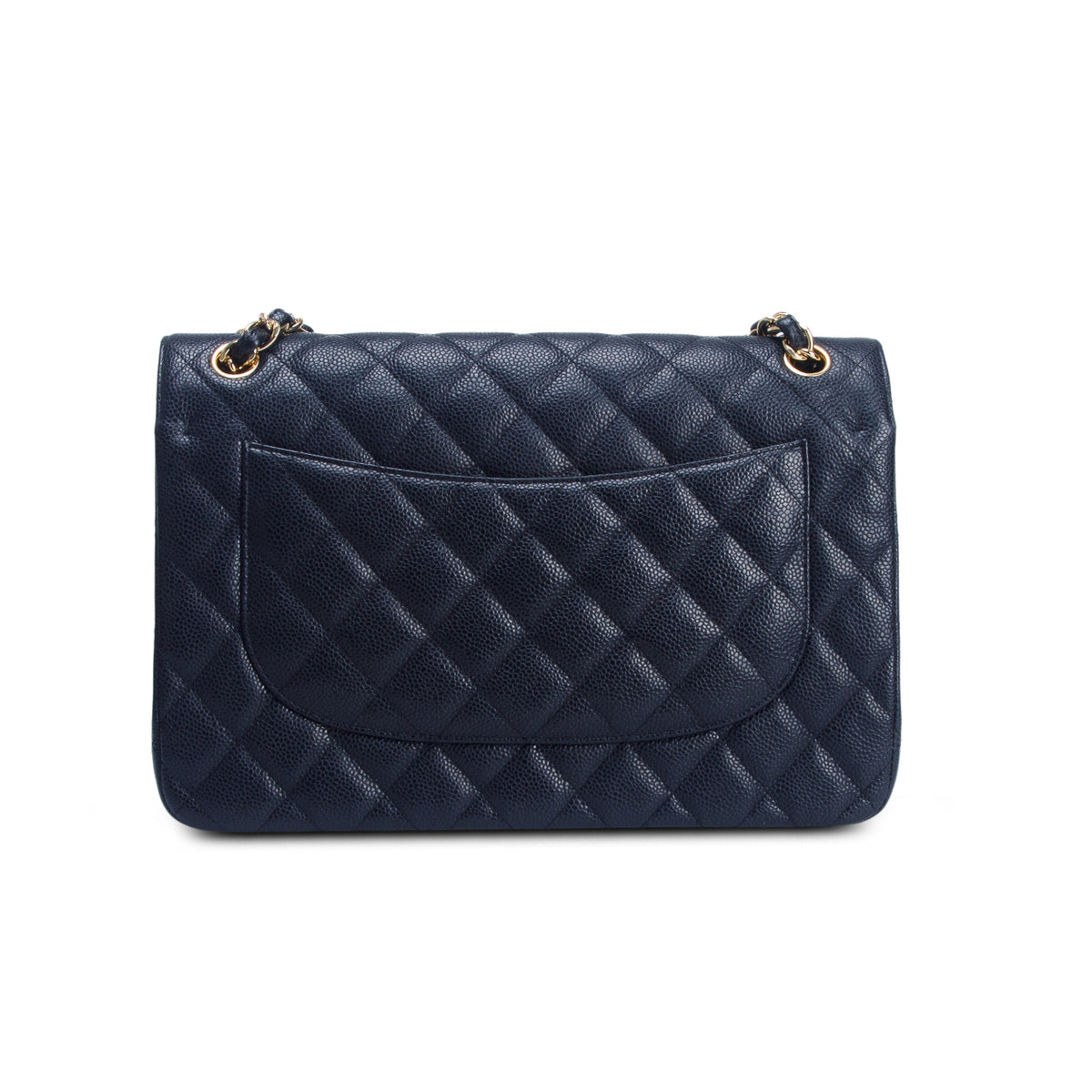 Chanel Black Quilted Caviar Leather Classic Jumbo Double Flap Bag w/ Box