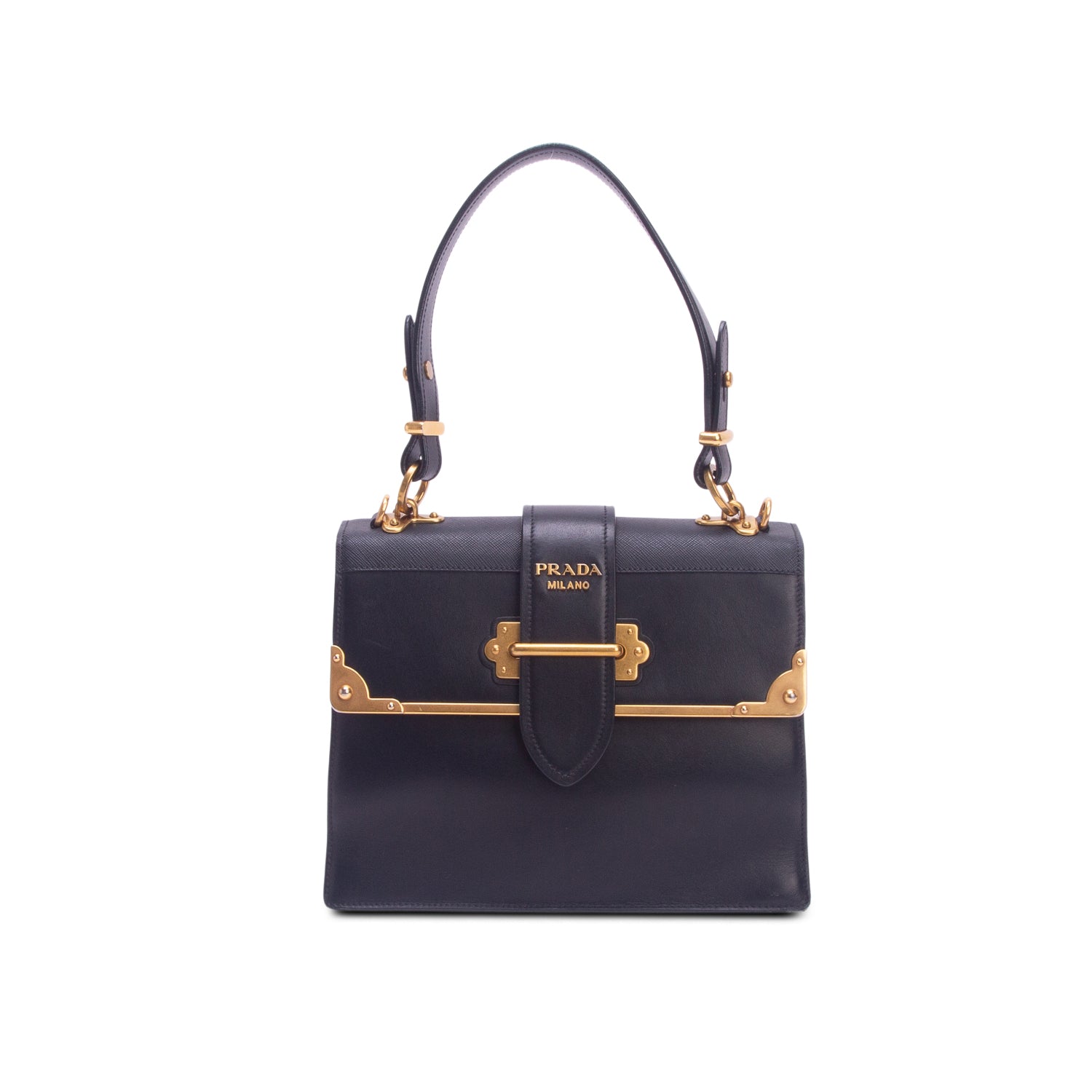 Prada Black City Calf Saffiano Cahier Bag w/ Box & Straps