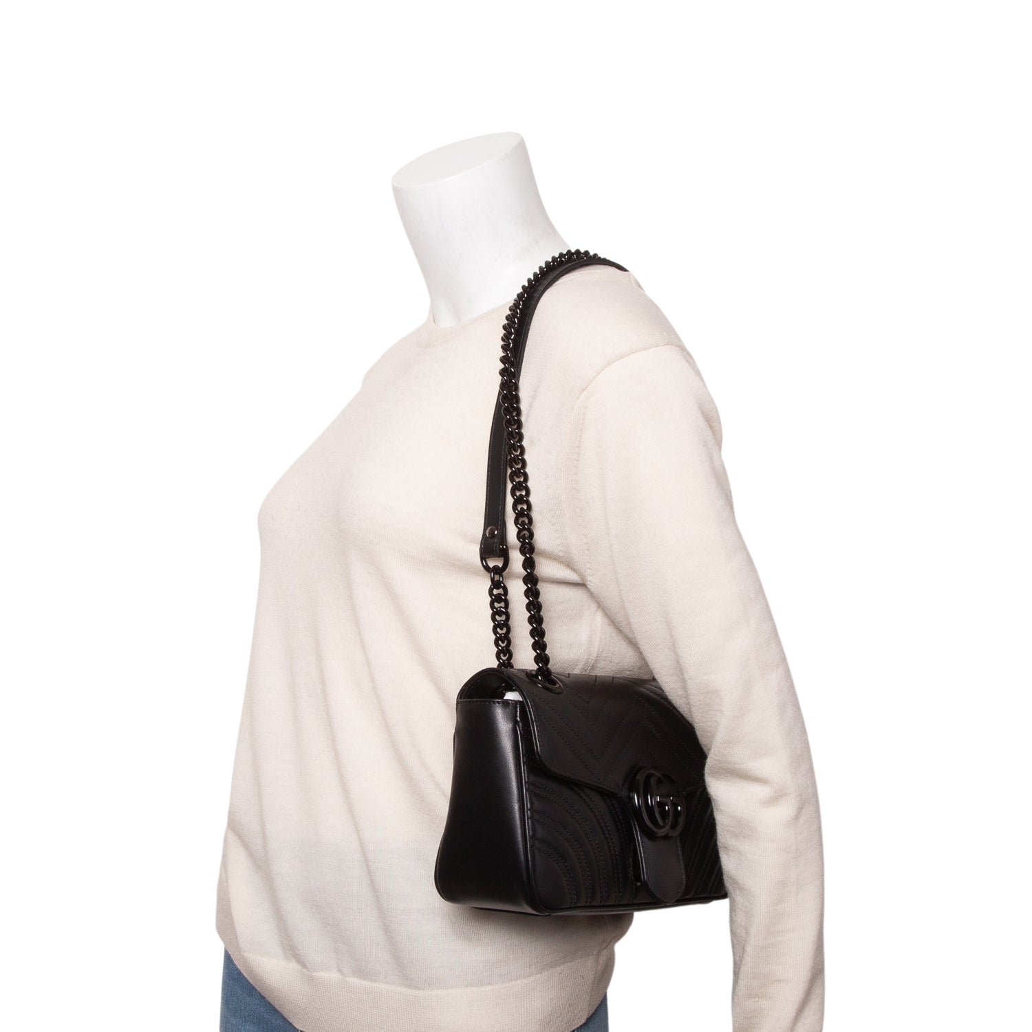 Gucci Black GG Marmont Matelasse Monochrome Medium Shoulder Bag