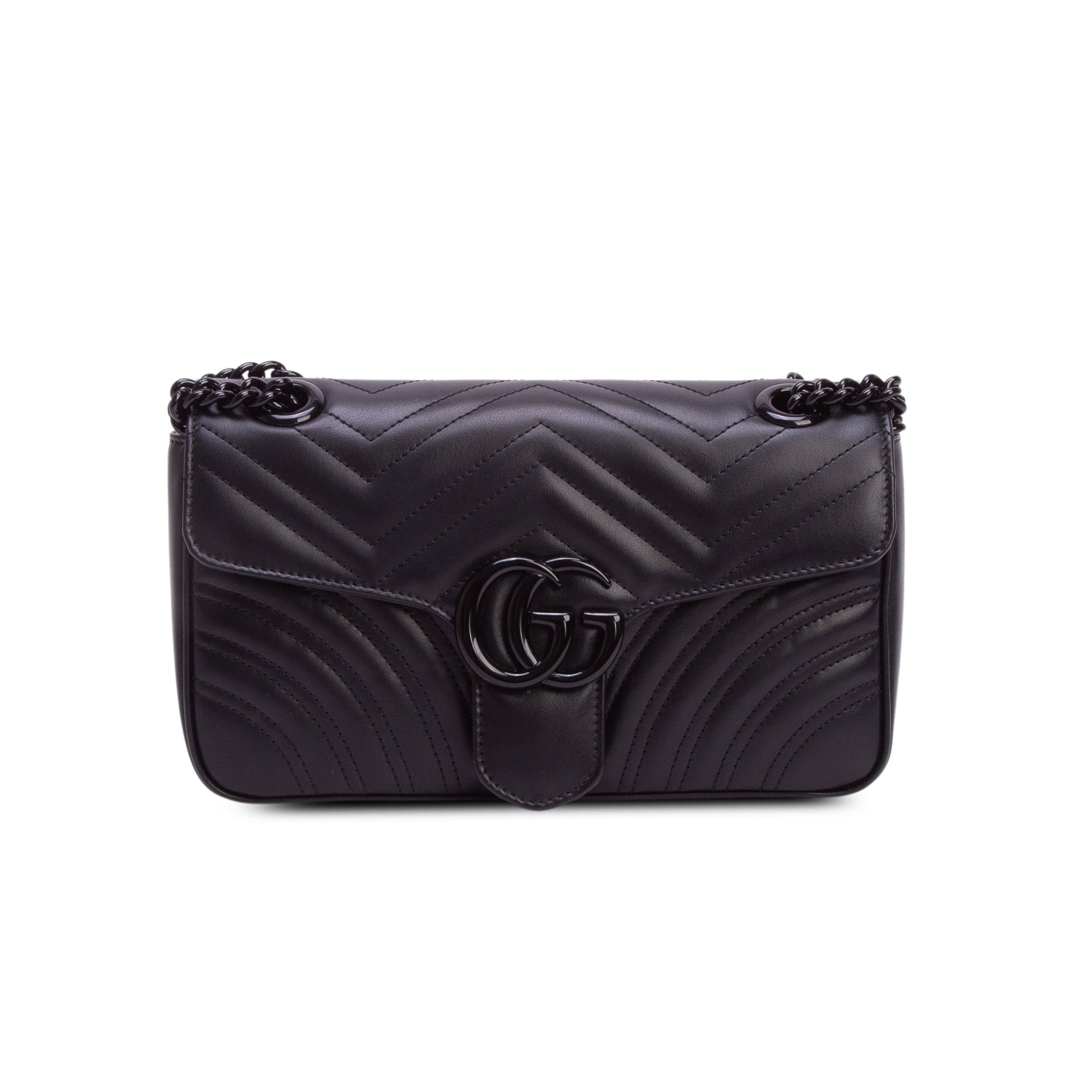 Gucci Black GG Marmont Matelasse Monochrome Medium Shoulder Bag
