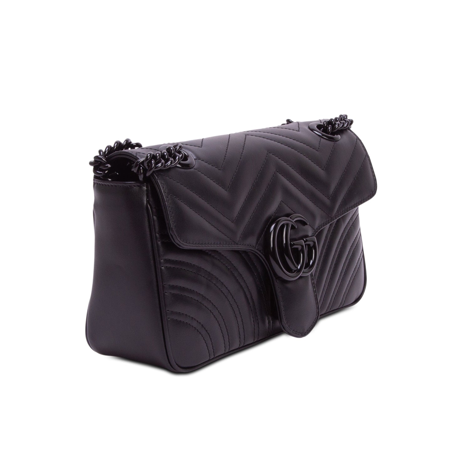Gucci Black GG Marmont Matelasse Monochrome Medium Shoulder Bag