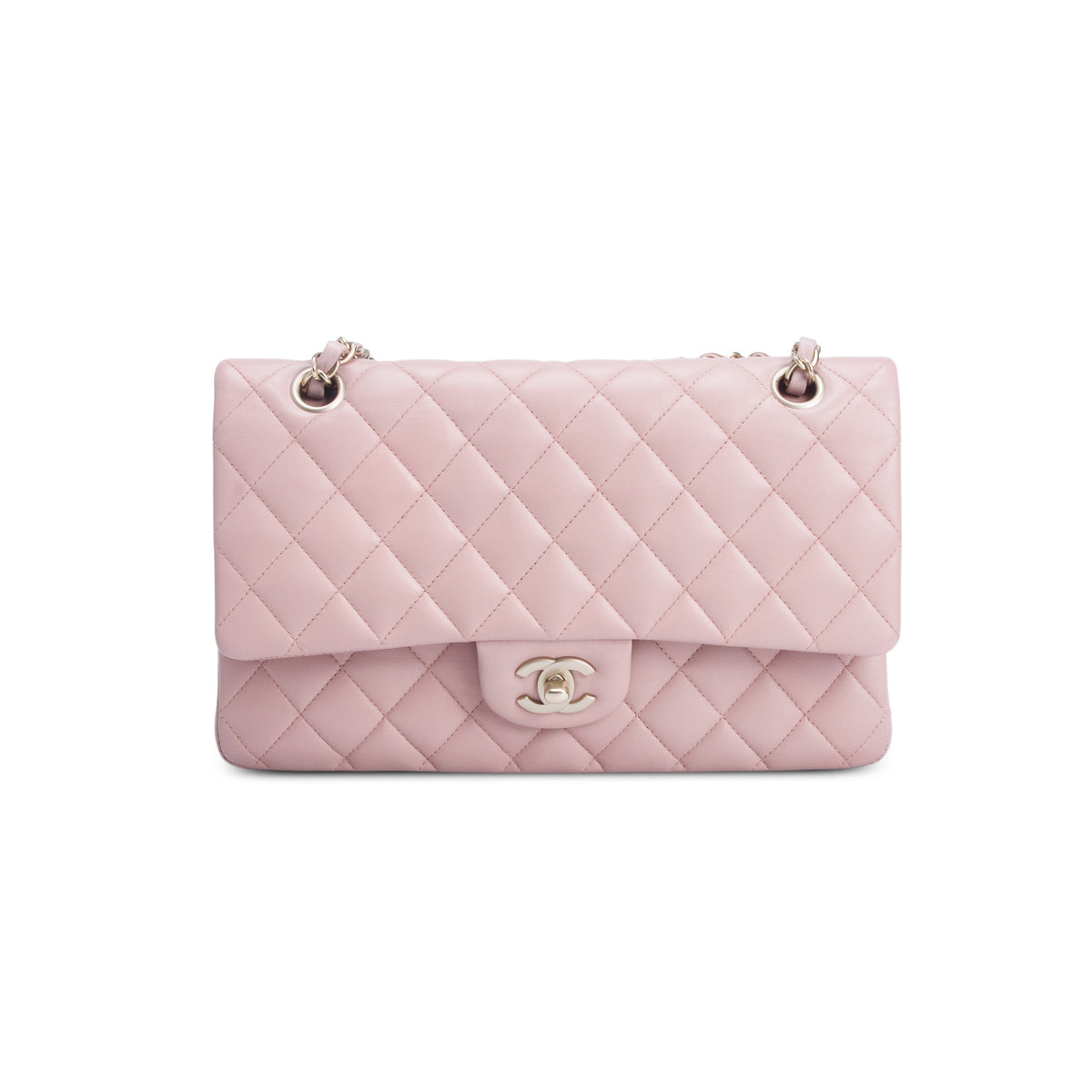 Chanel Pink Quilted Lambskin Leather Classic Medium Double Flap Bag