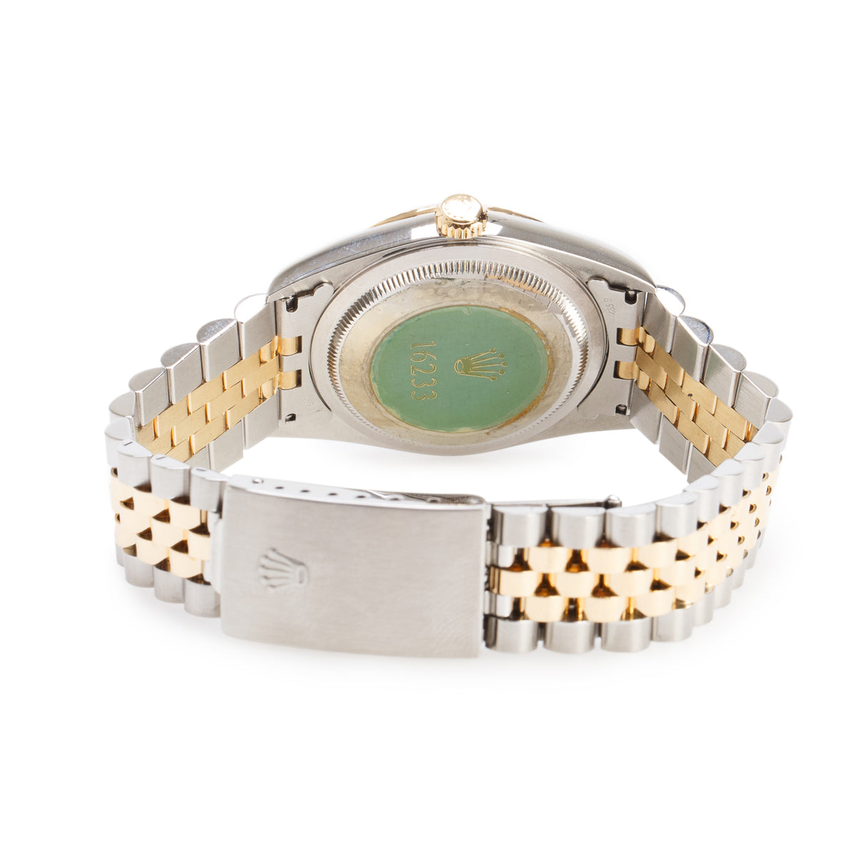 Rolex Stainless Steel & 18k Yellow Gold Datejust 36 MM Automatic Watch Ivory Pyramid Dial 16233