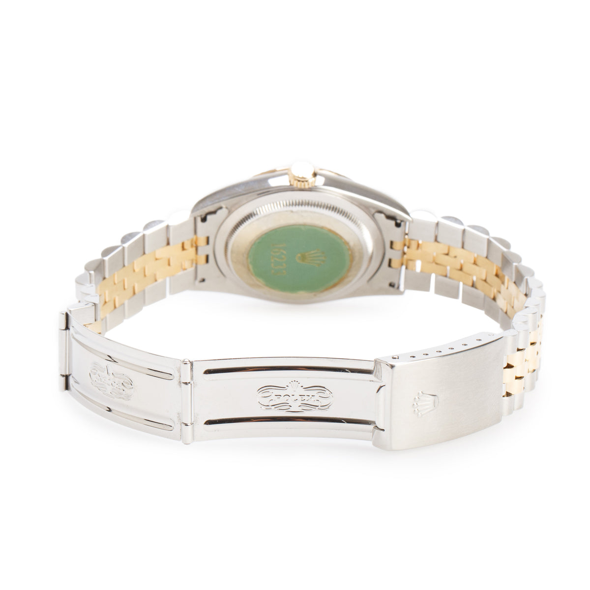Rolex Stainless Steel & 18k Yellow Gold Datejust 36 MM Automatic Watch Ivory Pyramid Dial 16233