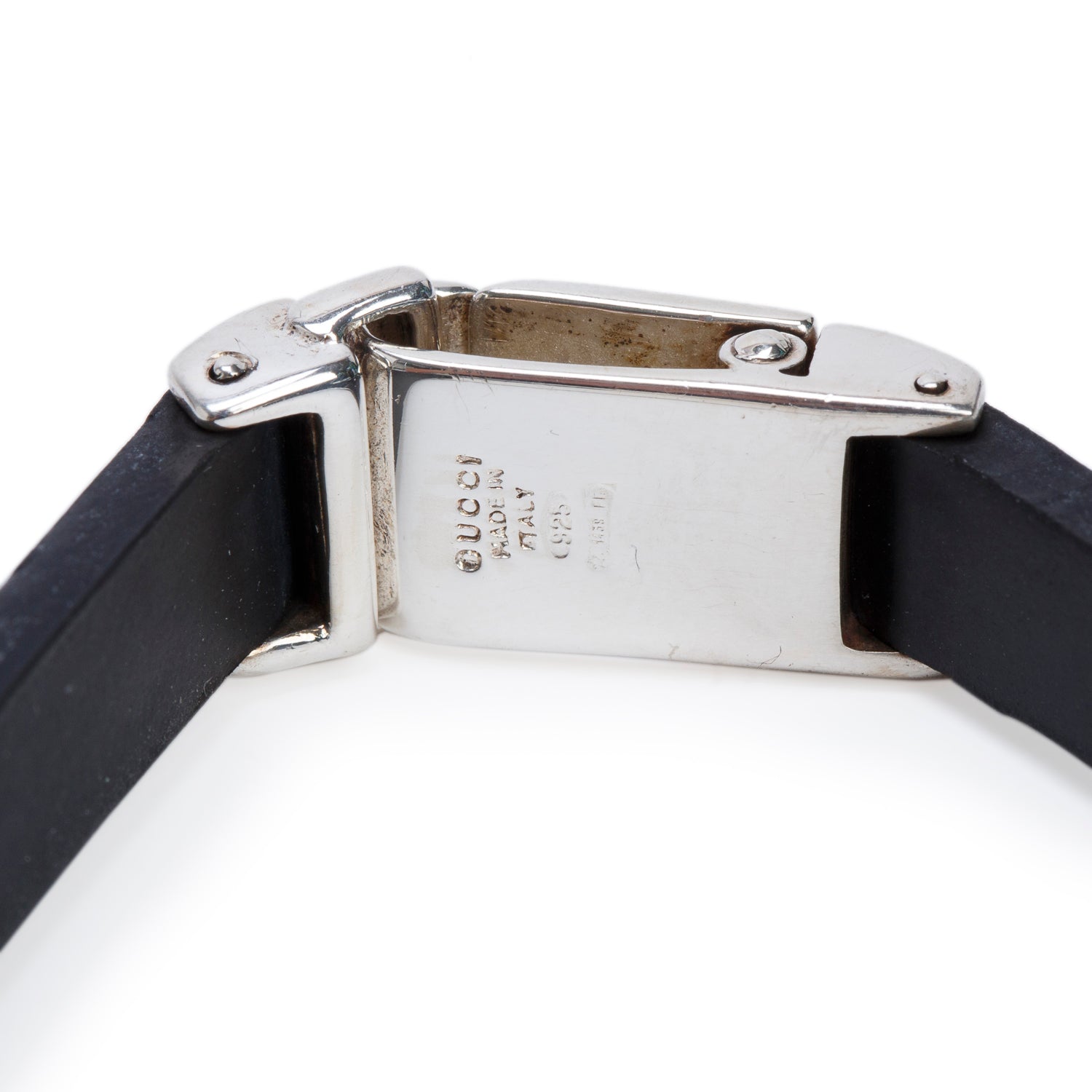 Gucci Sterling Silver Black Rubber ID Bracelet