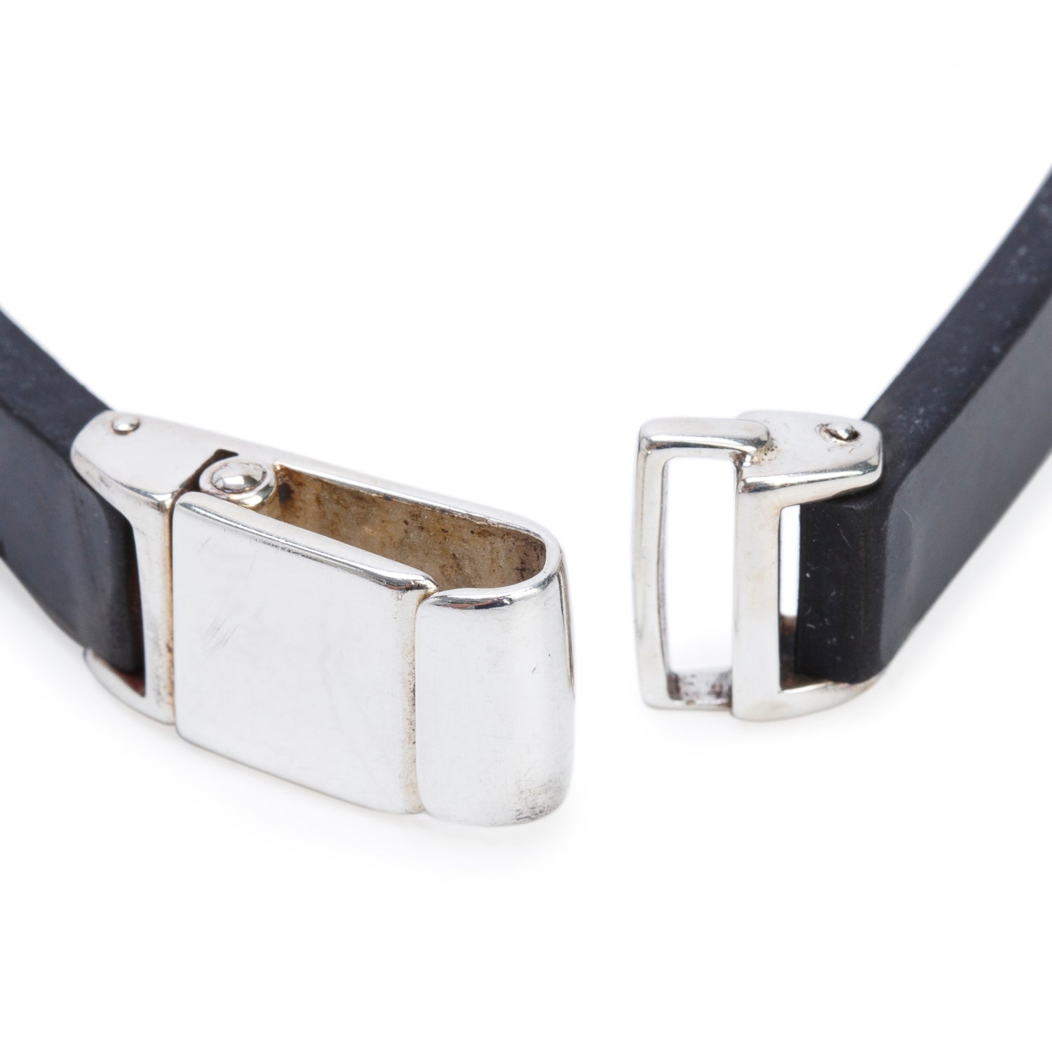 Gucci Sterling Silver Black Rubber ID Bracelet