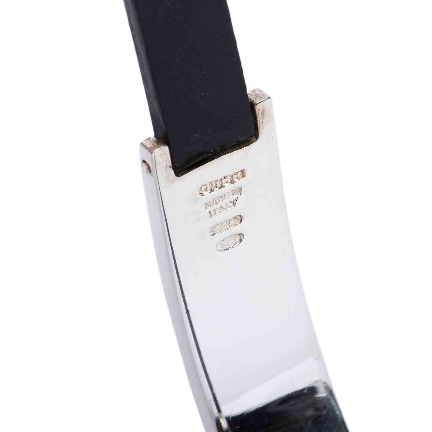 Gucci Sterling Silver Black Rubber ID Bracelet