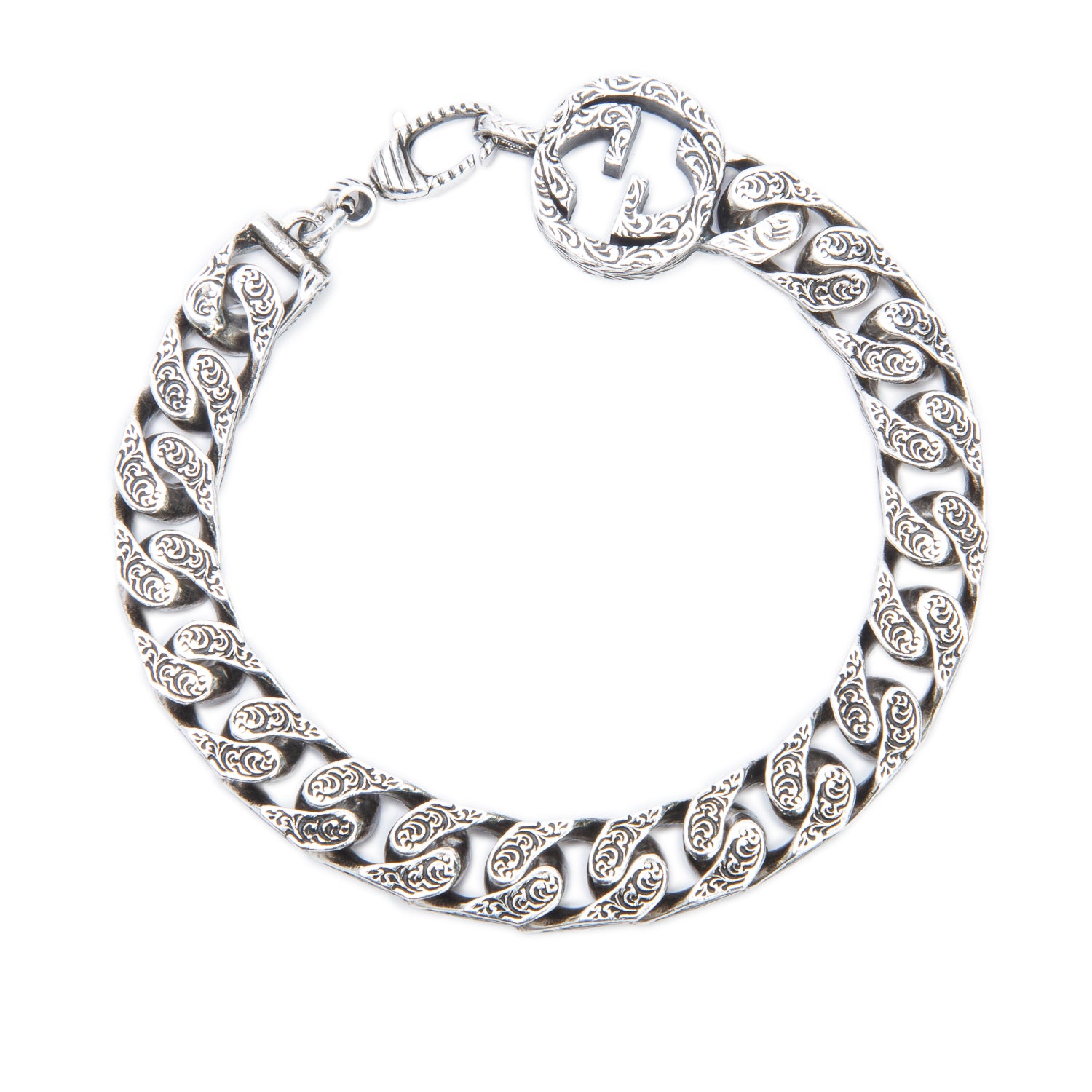 Gucci Sterling Silver Interlocking Chain Bracelet w/ Box