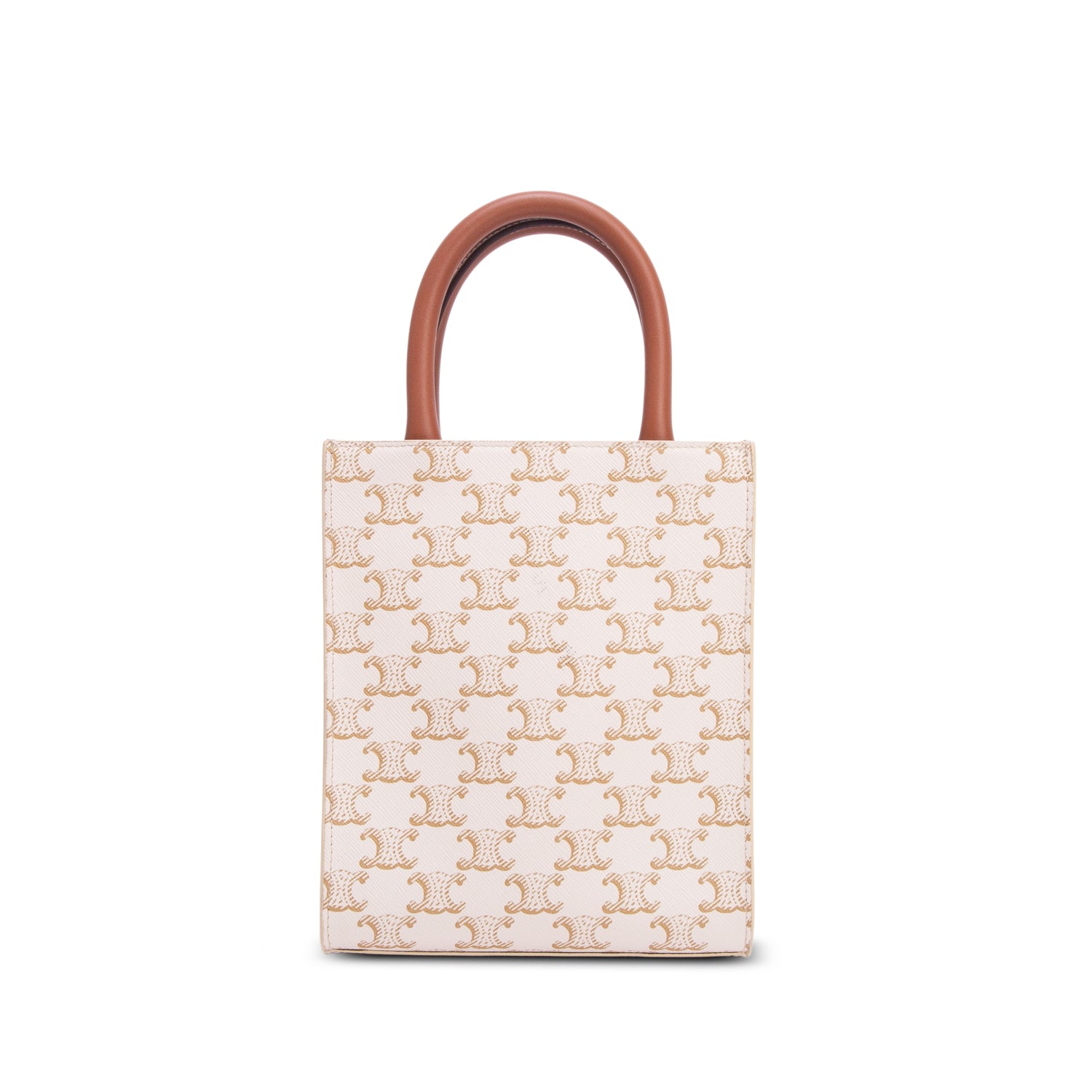Celine 2022 White Triomphe Canvas Calfskin Mini Vertical Cabas w/ Strap