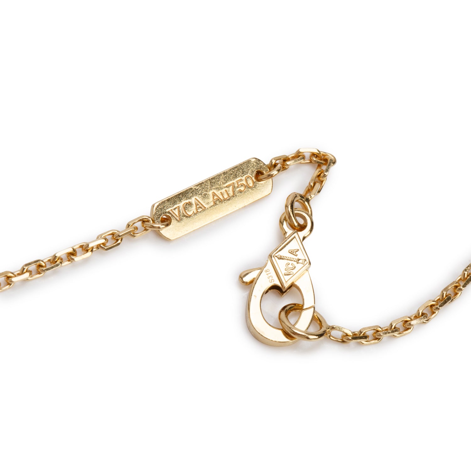 Van Cleef & Arpels 2023 18k Yellow Gold Vintage Alhambra Mother of Pearl Pendant Necklace w/ Box, Receipt & Certificate