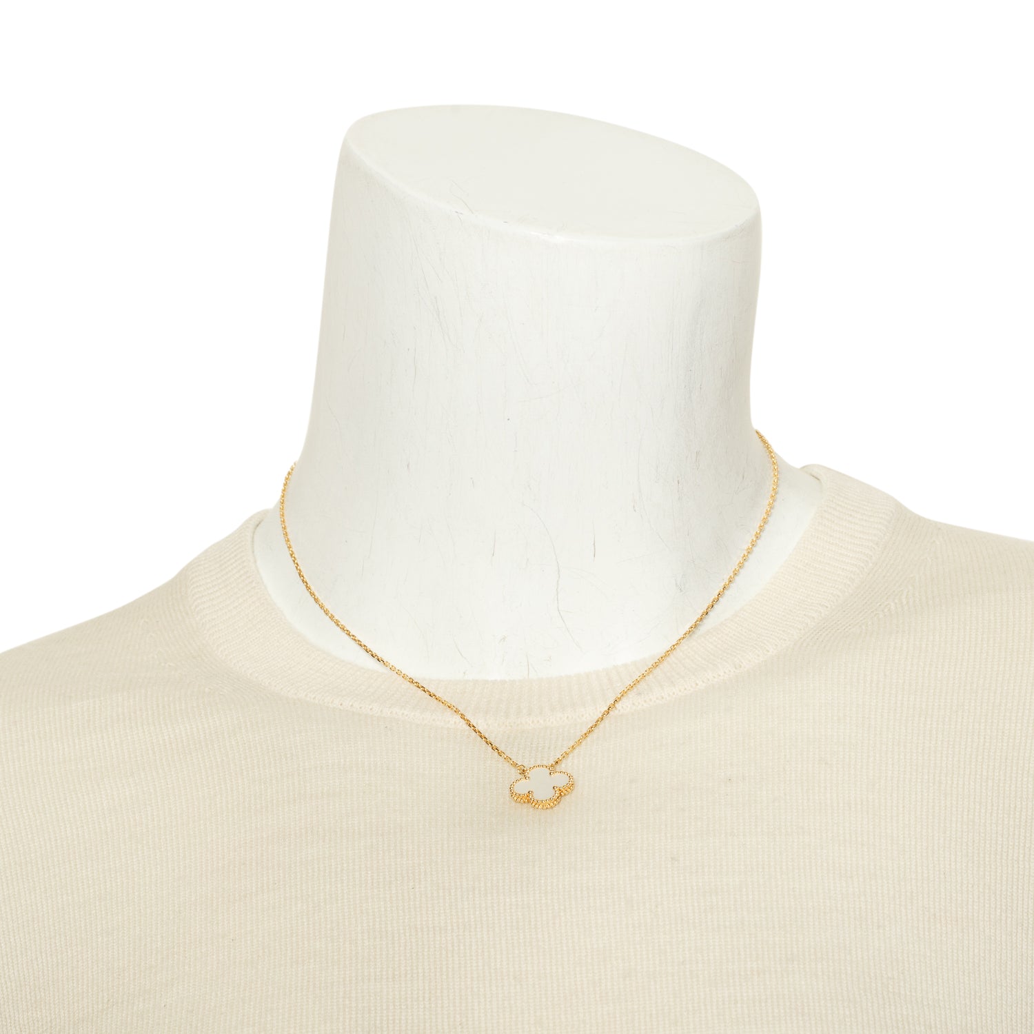 Van Cleef & Arpels 2023 18k Yellow Gold Vintage Alhambra Mother of Pearl Pendant Necklace w/ Box, Receipt & Certificate
