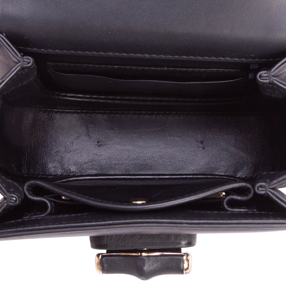 Gucci Black Boarded Dyana Lux Calfskin Web Monochrome Mini Bamboo 1947 Top Handle Bag w/ Strap