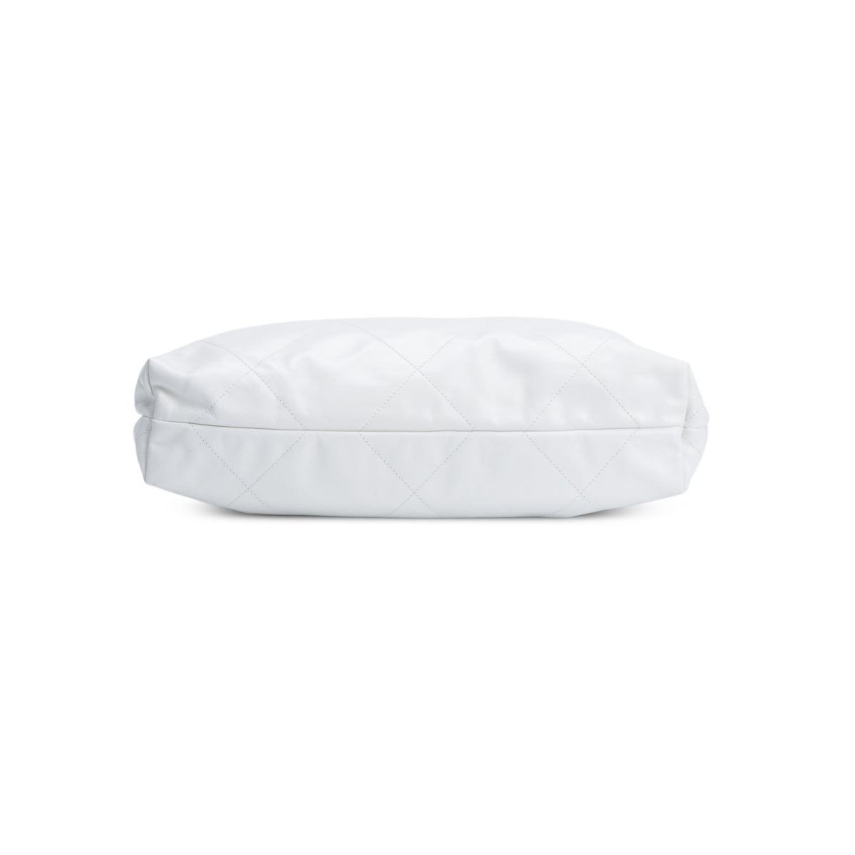 Chanel 2026 White Shiny Calfskin Quilted Large 22 w/ Pouch & Receipt