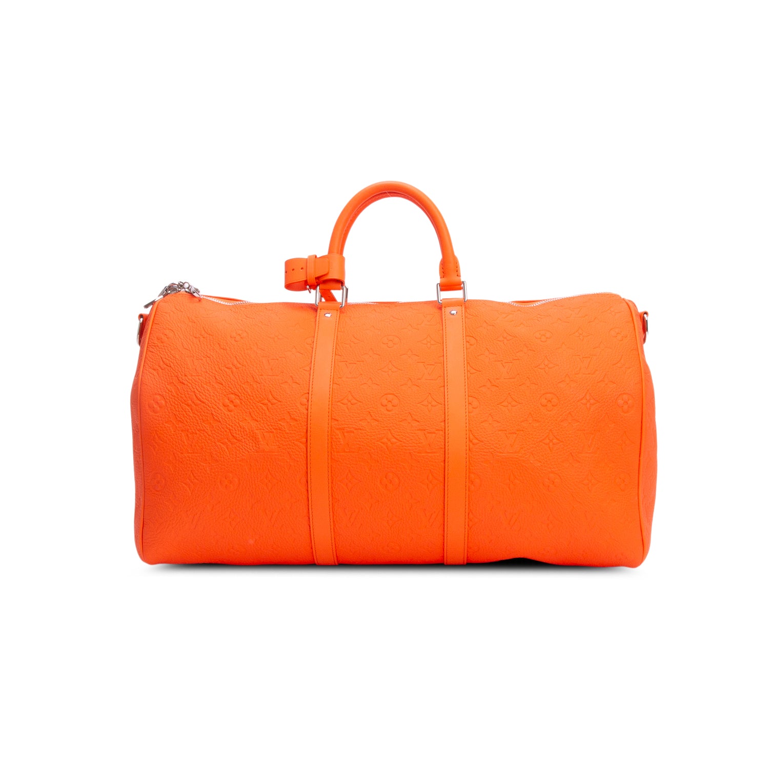 Louis Vuitton Orange Monogram Taurillon Embossed Leather Keepall Bandouliere 50 w/ Strap