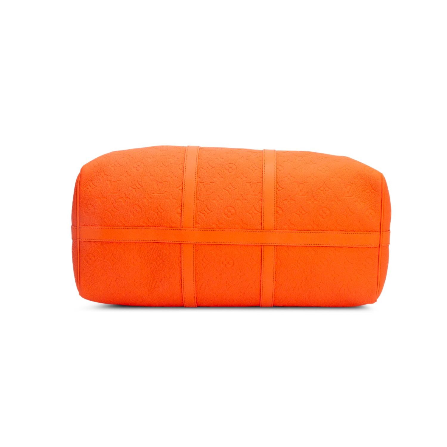 Louis Vuitton Orange Monogram Taurillon Embossed Leather Keepall Bandouliere 50 w/ Strap