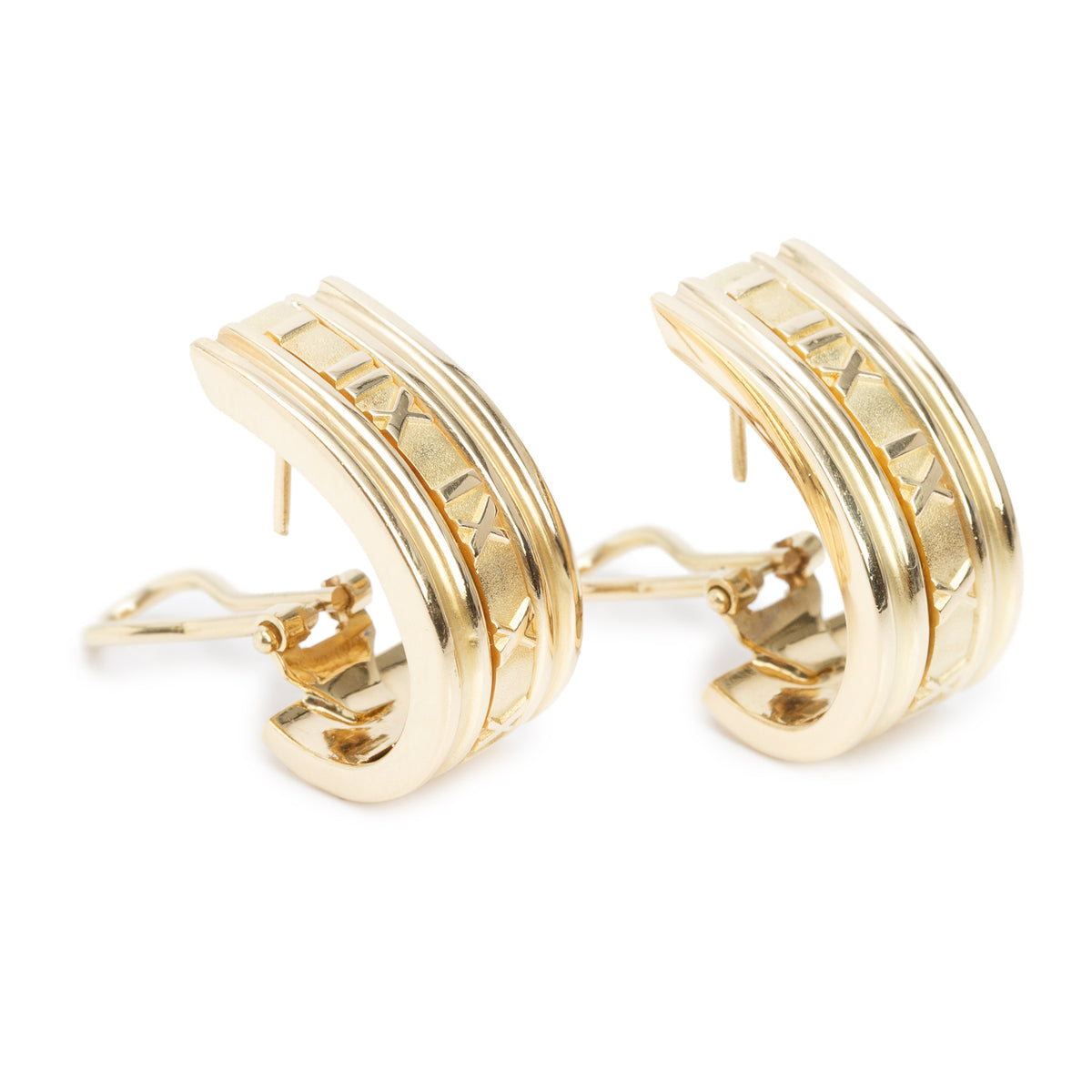 Tiffany & Co. 18k Yellow Gold Atlas Half Hoop Earrings w/ Box
