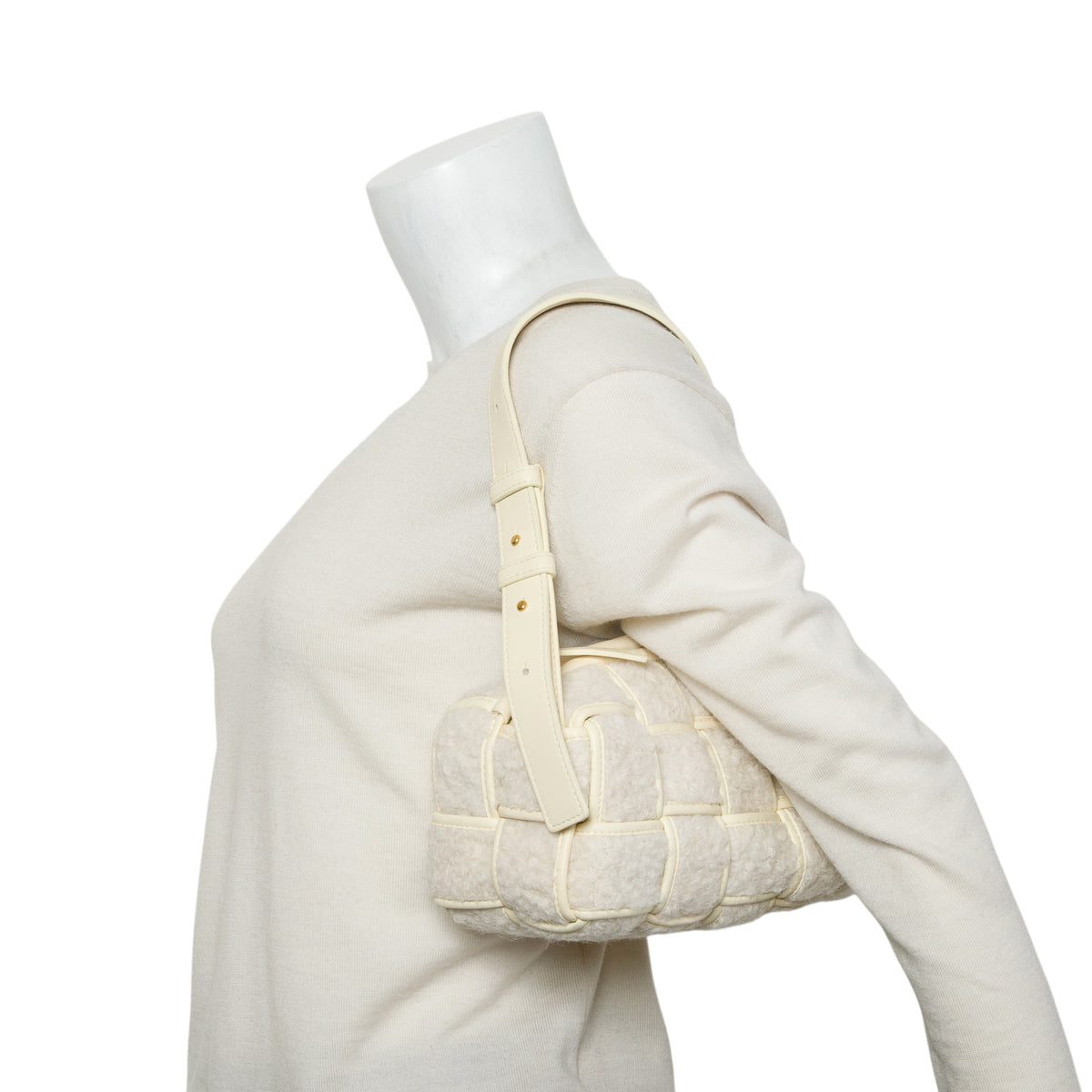 Bottega Yellow Shearling Small Brick Bag