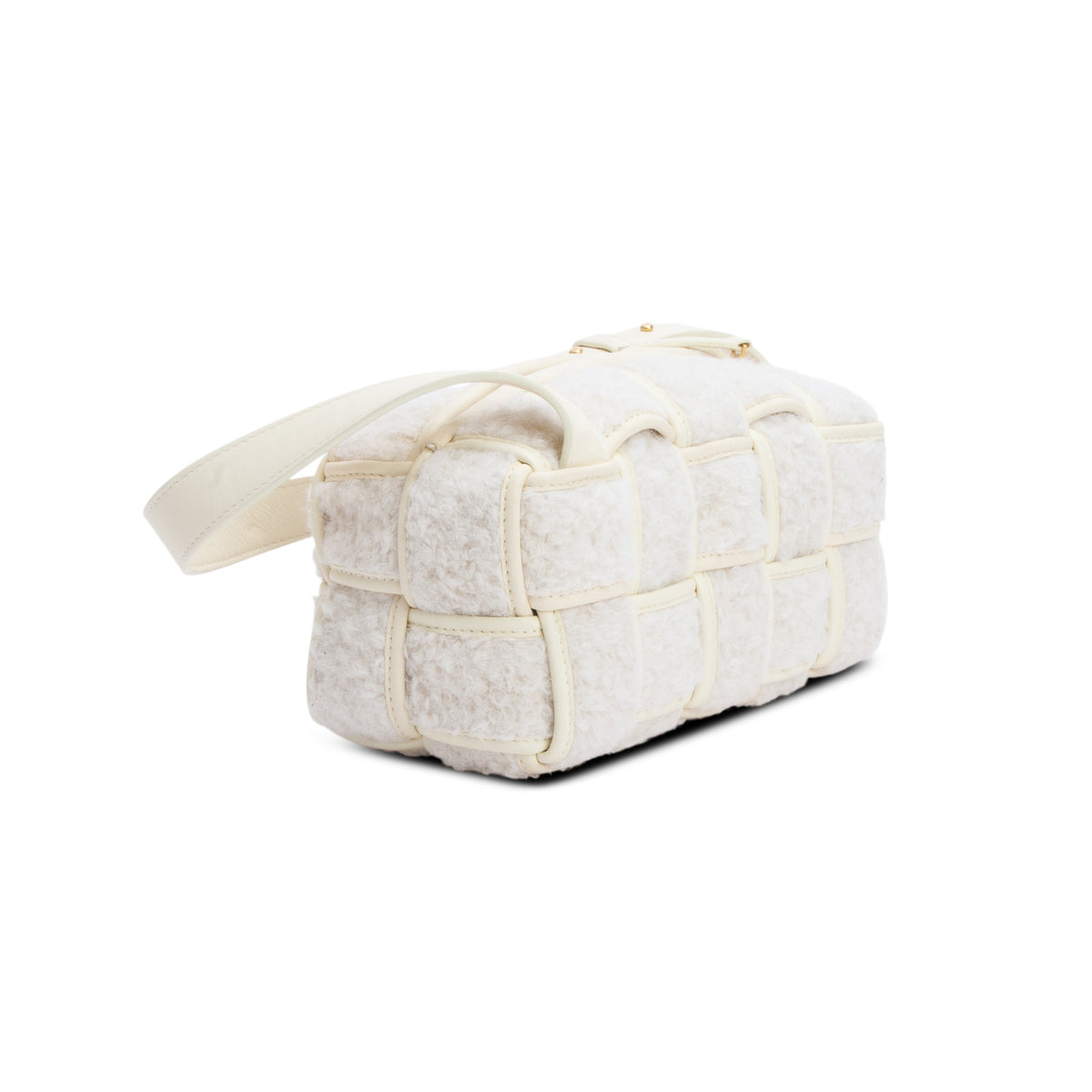 Bottega Yellow Shearling Small Brick Bag