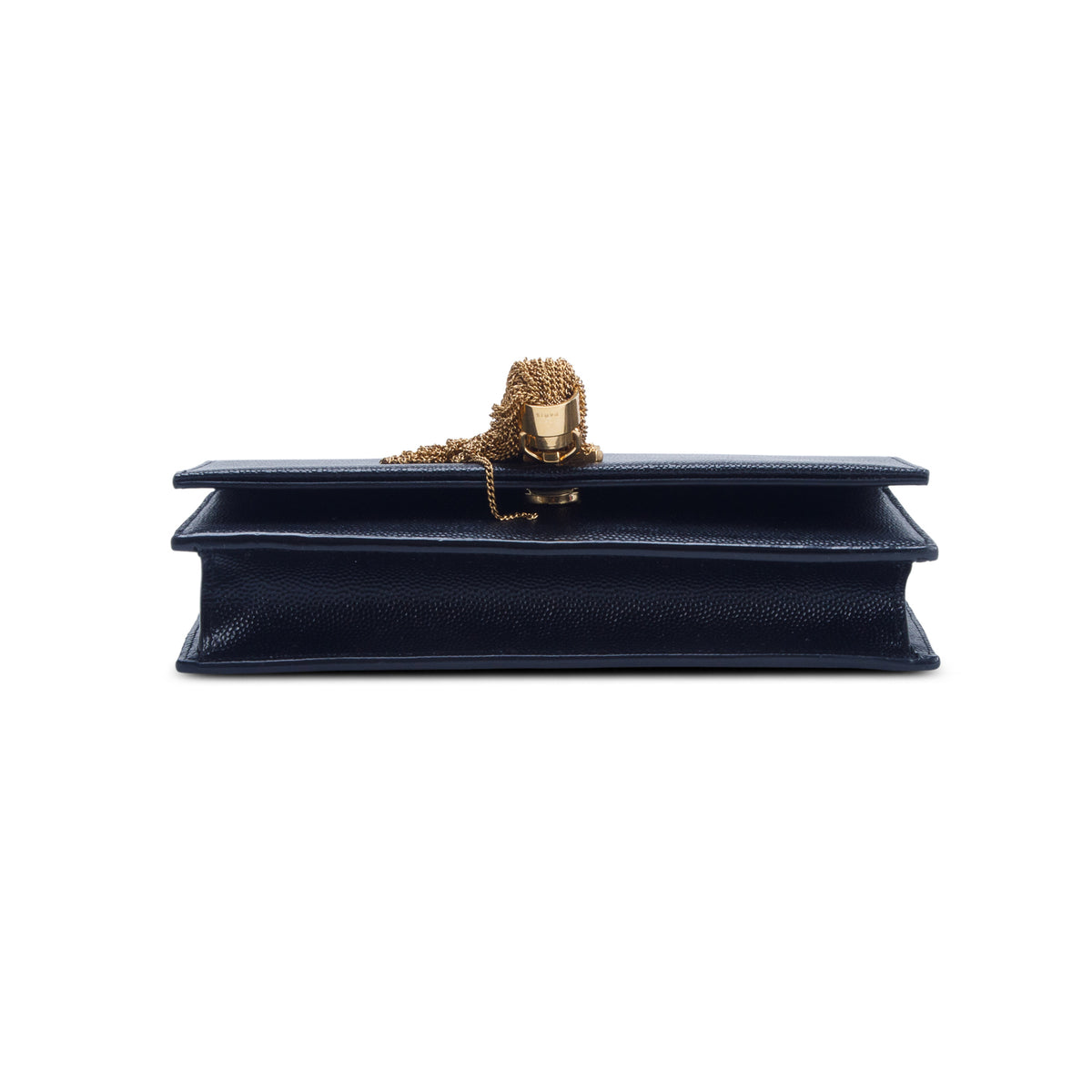 Saint Laurent 2021 Black Grain De Poudre Classic Monogram Kate Tassel Chain Wallet