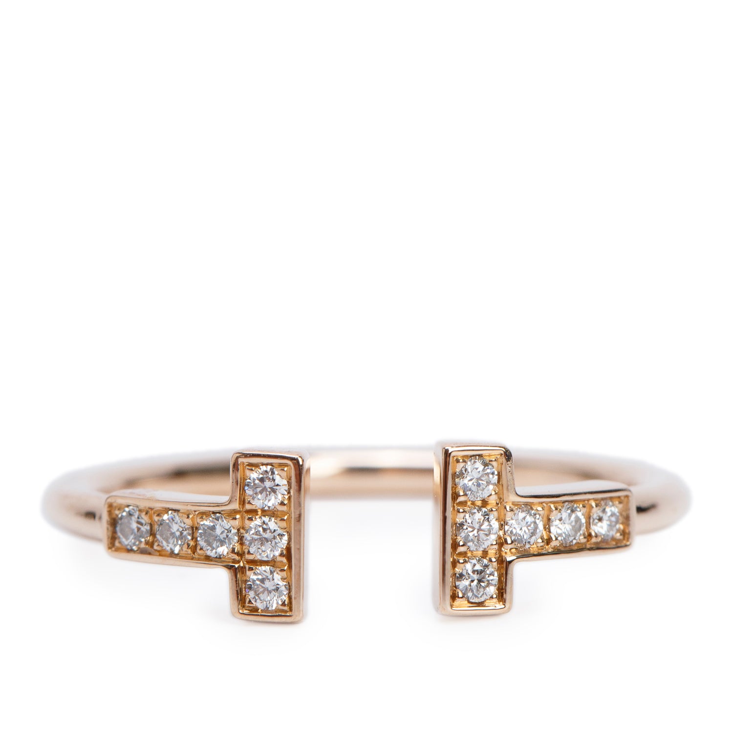 Tiffany & Co. 18k Yellow Gold T Wire Diamond Ring, Size 8 w/ Box