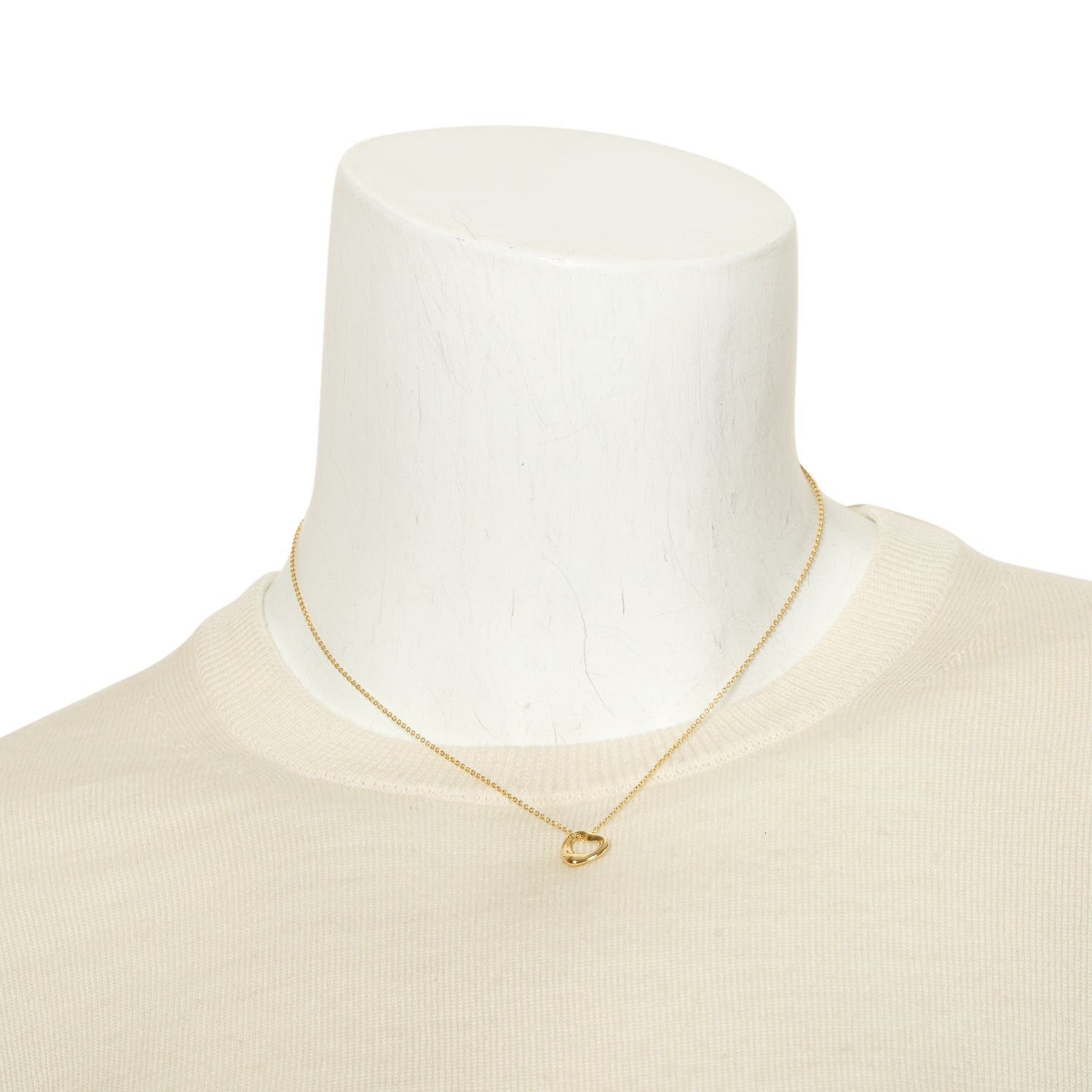 Tiffany & Co. Elsa Peretti 18k Yellow Gold Mini Open Heart Pendant Necklace, 11 MM w/ Box