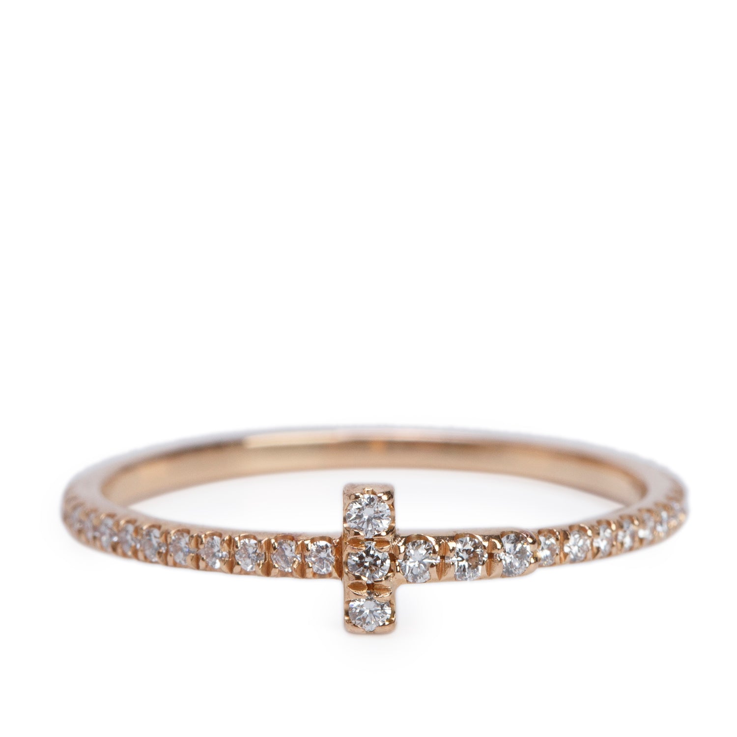 Tiffany & Co. 18k Rose Gold T Wire Diamond Band Ring, Size 7 w/ Box