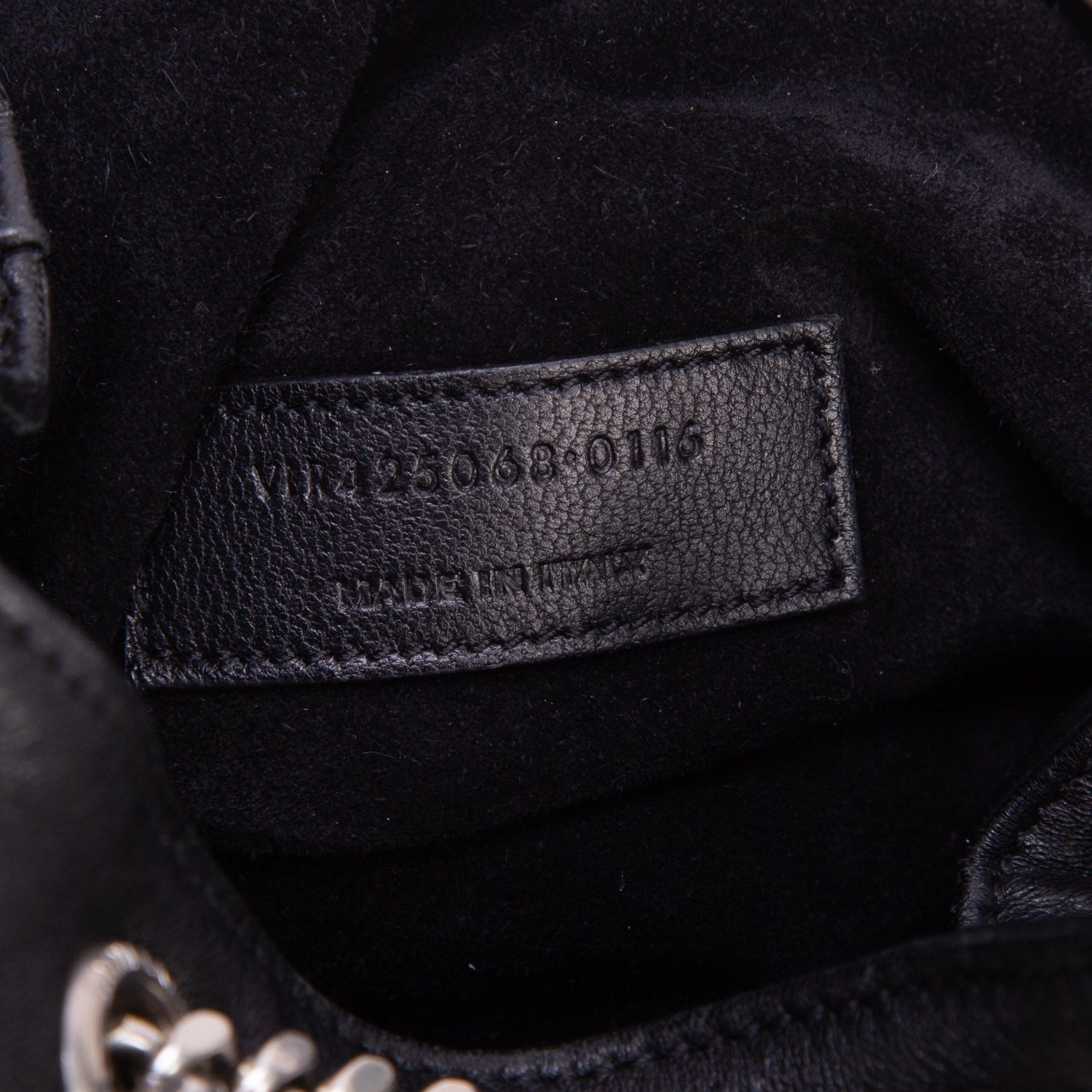 Saint Laurent Black Calfskin Floral Applique Emmanuel BB Bucket Bag