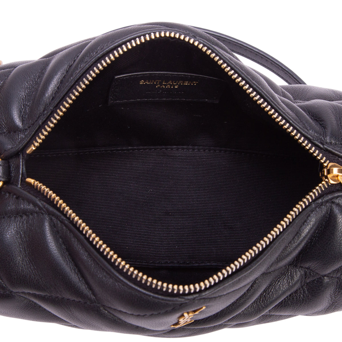 Saint Laurent 2022 Black Quilted Lambskin Leather Mini Sade Tube Bag