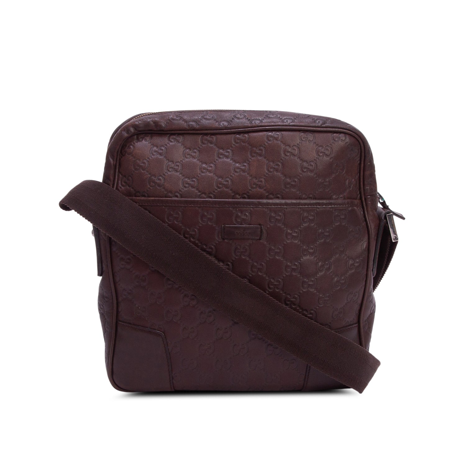 Gucci Brown Calfskin Signature Messenger Bag