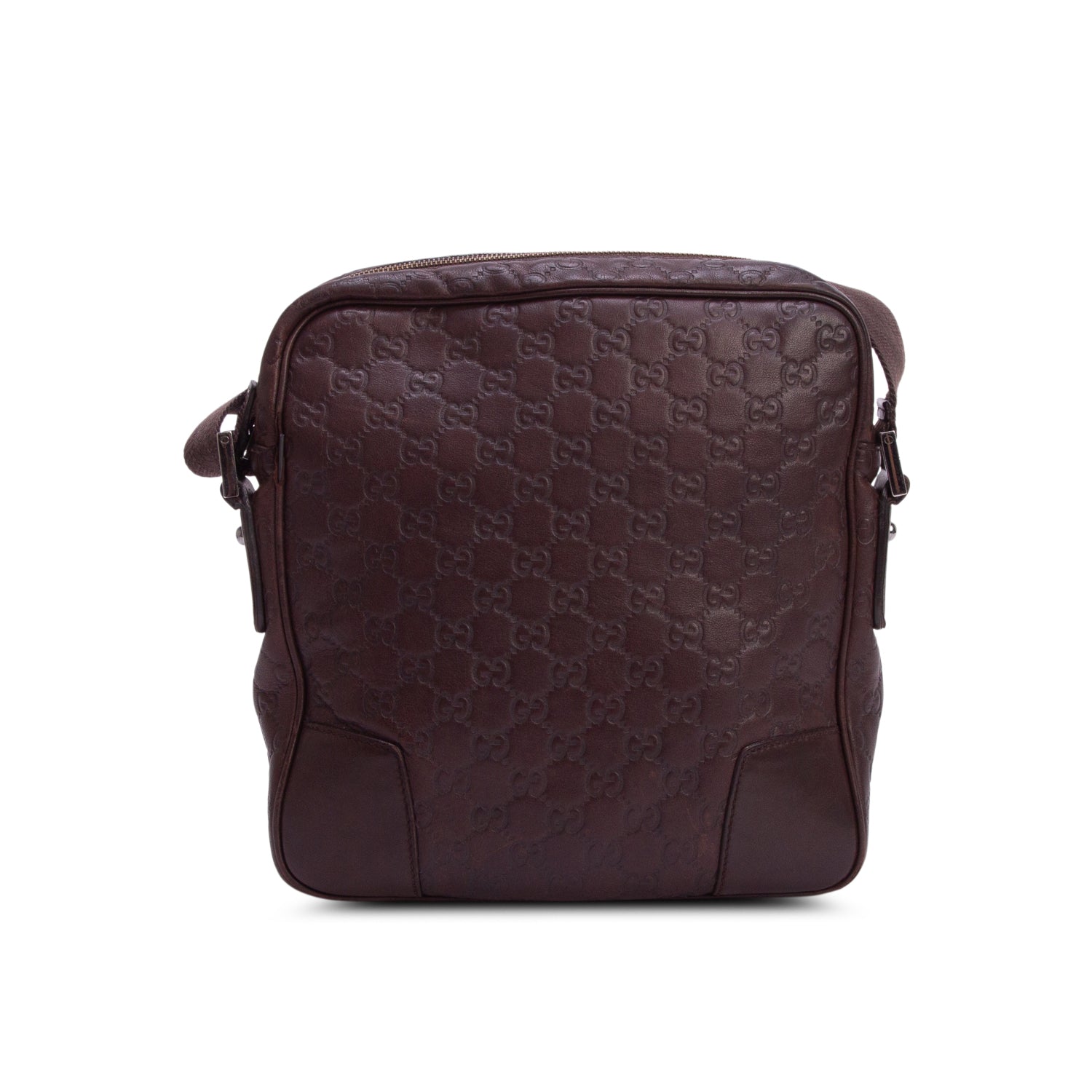 Gucci Brown Calfskin Signature Messenger Bag