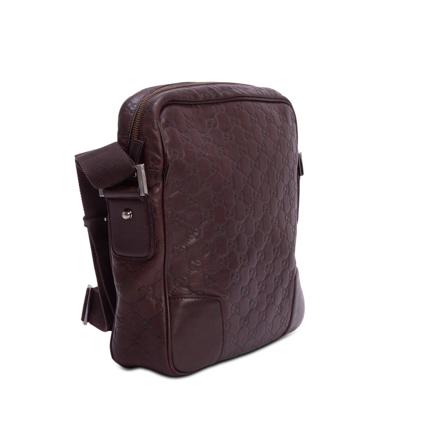 Gucci Brown Calfskin Signature Messenger Bag