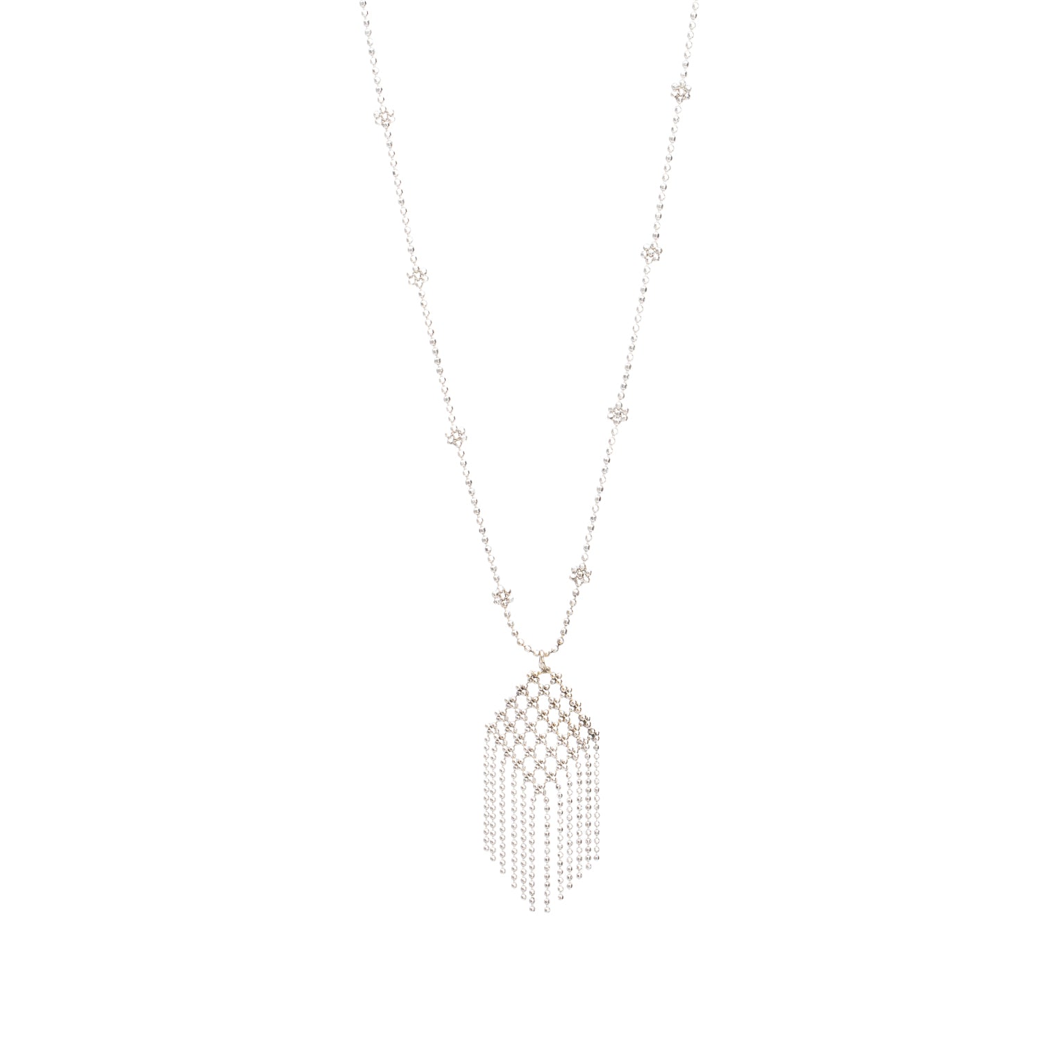 Tiffany & Co. 18k White Gold Fringe Flower Bead Necklace
