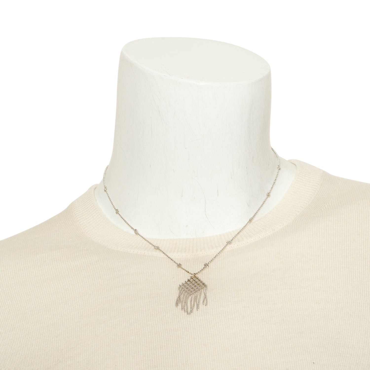 Tiffany & Co. 18k White Gold Fringe Flower Bead Necklace