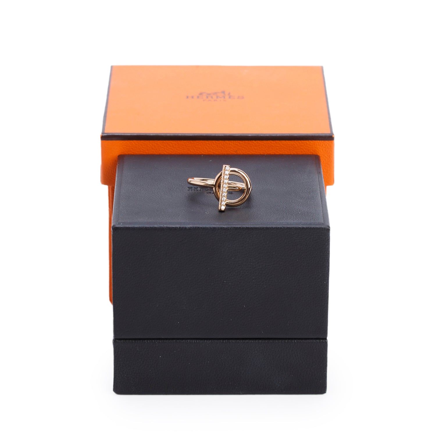 Hermes 18k Rose Gold Diamond Echappee Ring, Small Model, Size 52 6.5 w/ Box